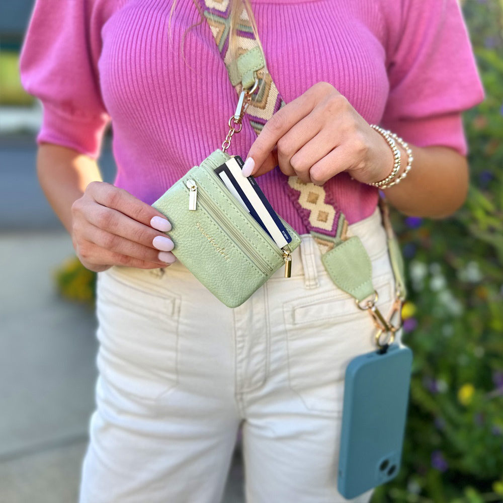 SaveTheGirls Clip & Go Strap w/Zippered Pouch — construction detail
