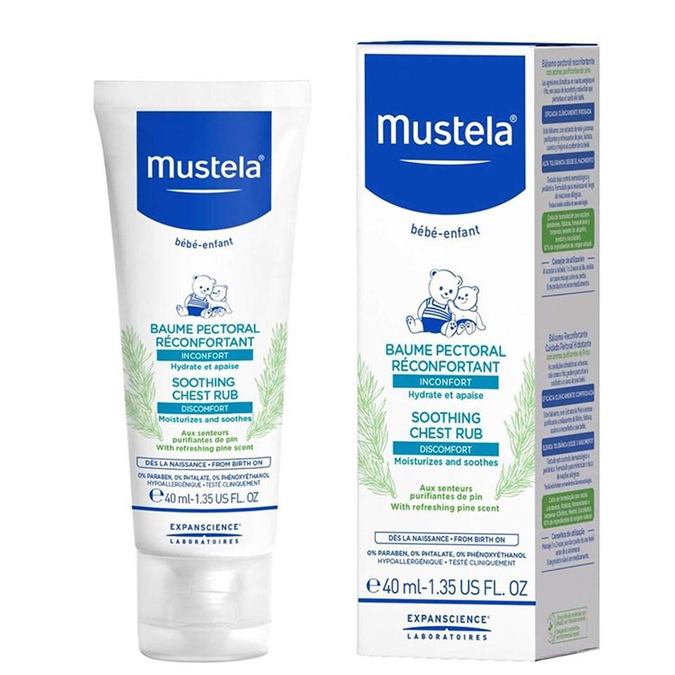 Mustela Soothing Chest Rub: Natural Baby Sleep Aid & Congestion Relief with Essential Oils, Hypoallergenic Baby Balm - 40ml