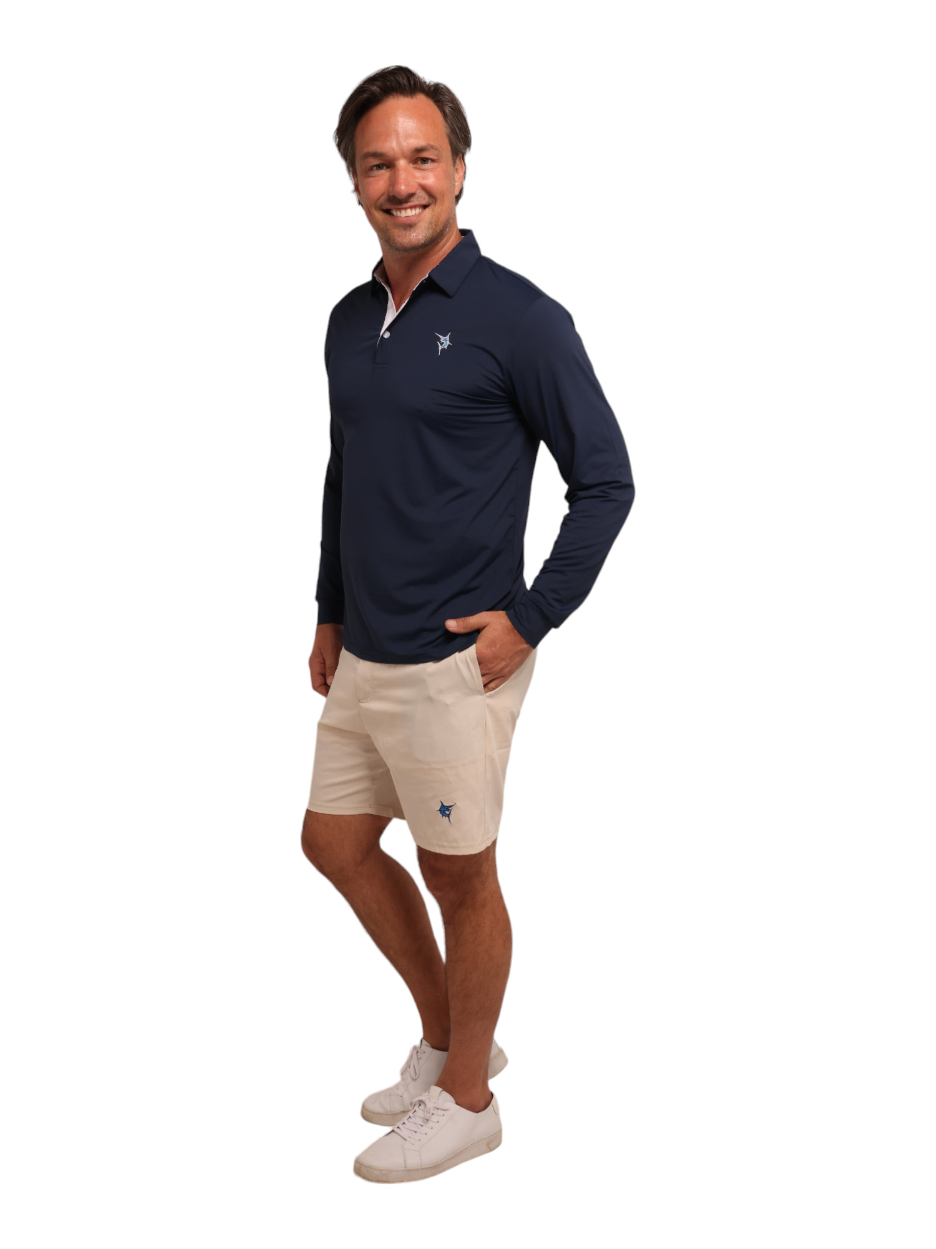 White Water Life Coast Long Sleeve Polo — side view
