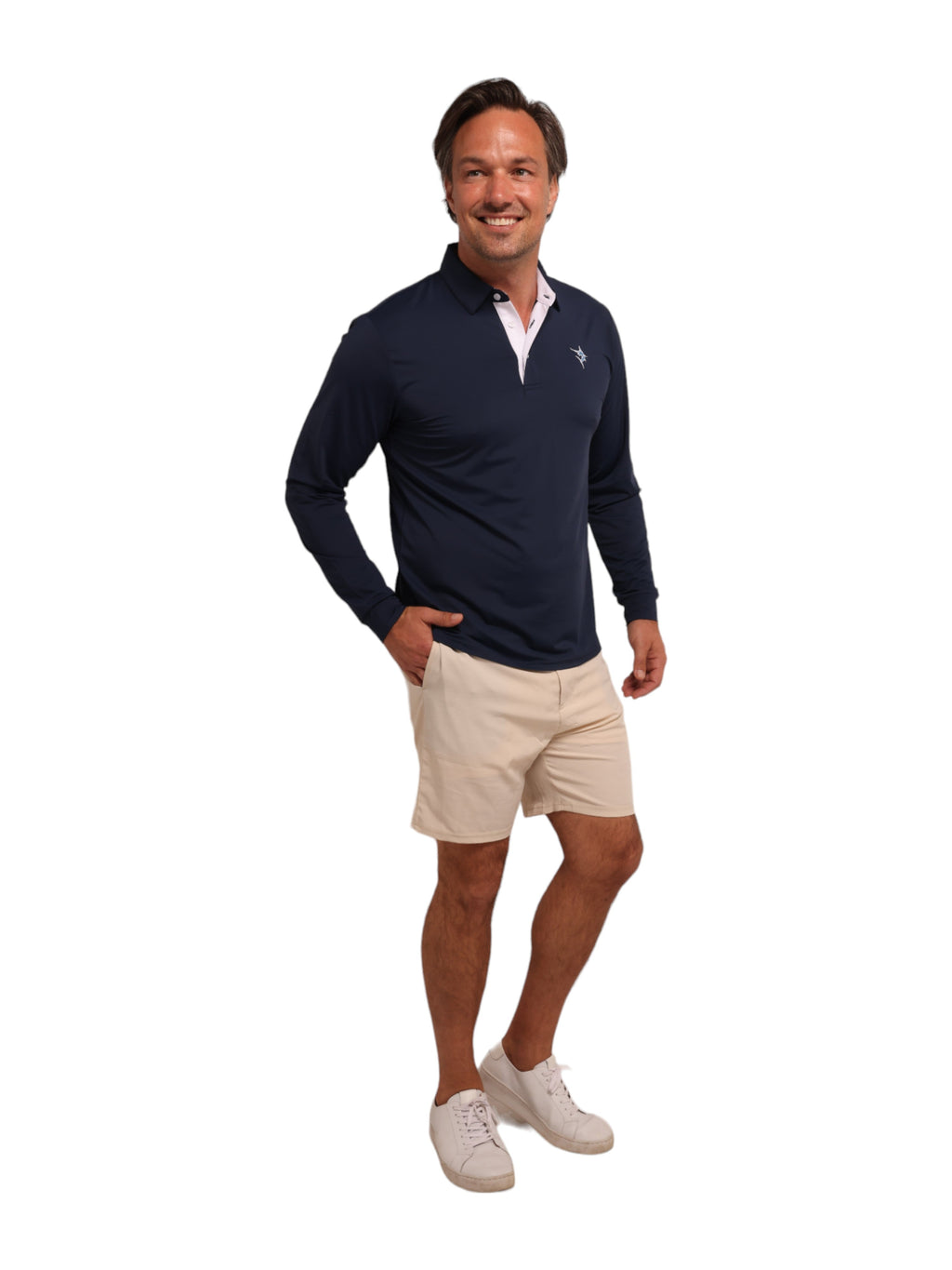 White Water Life Coast Long Sleeve Polo — lifestyle context