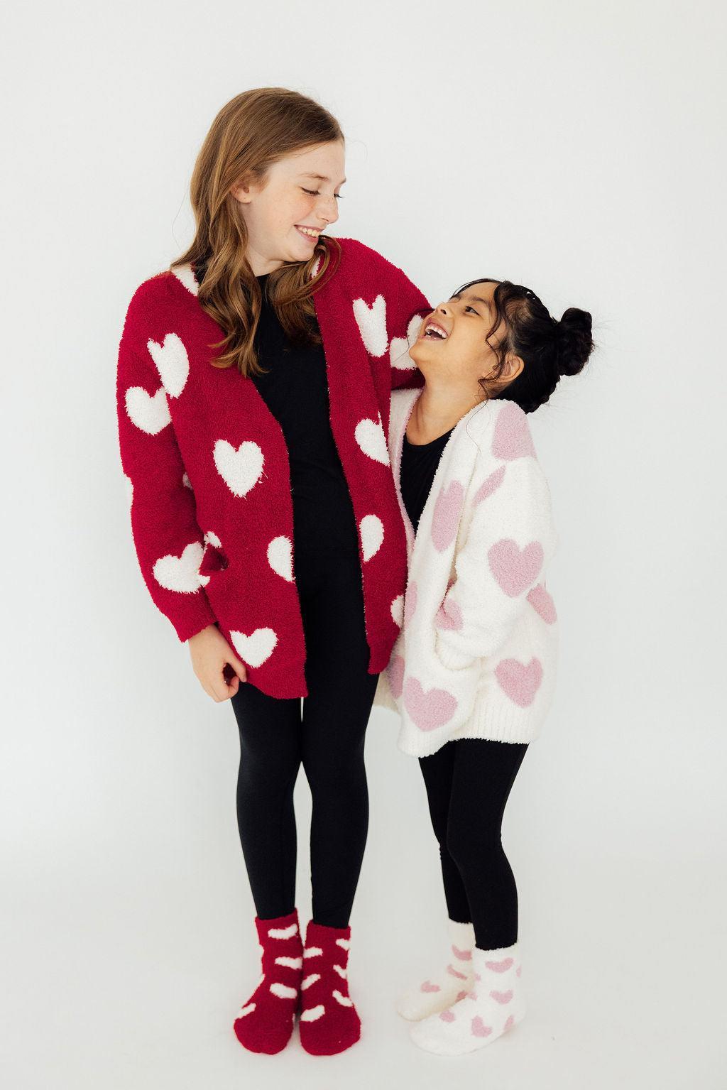 Mila & Rose ® Coconut/Light Pink Heart Cozy Socks — lifestyle context