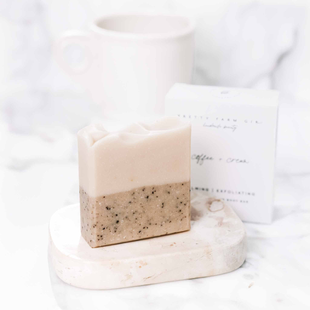 Pretty farm girl Coffee + Cream Handmade Tallow and Goat Milk Soap Bar — main product shot