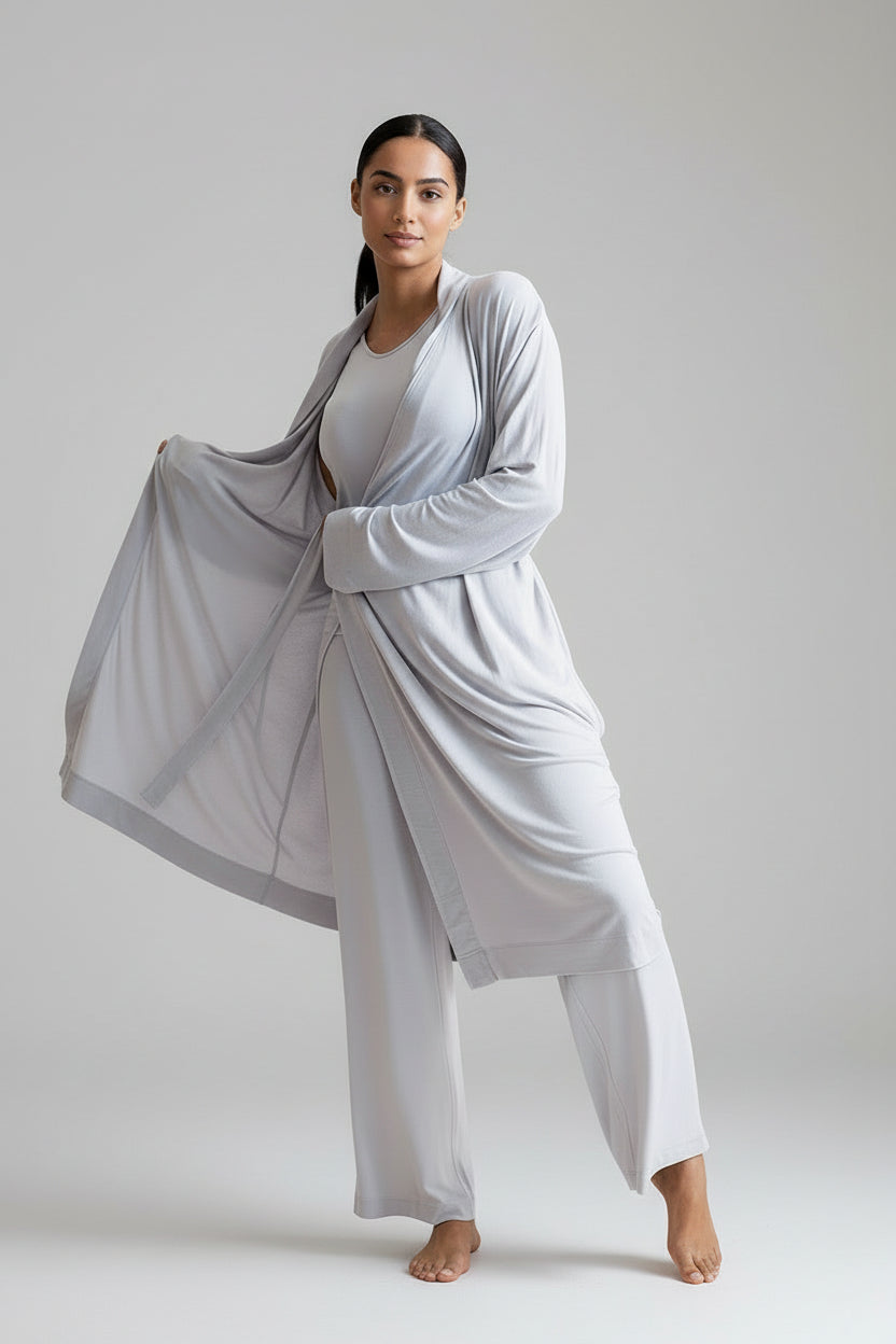 Buki Collagen Lounge Pant - Pearl Grey — in-use photo