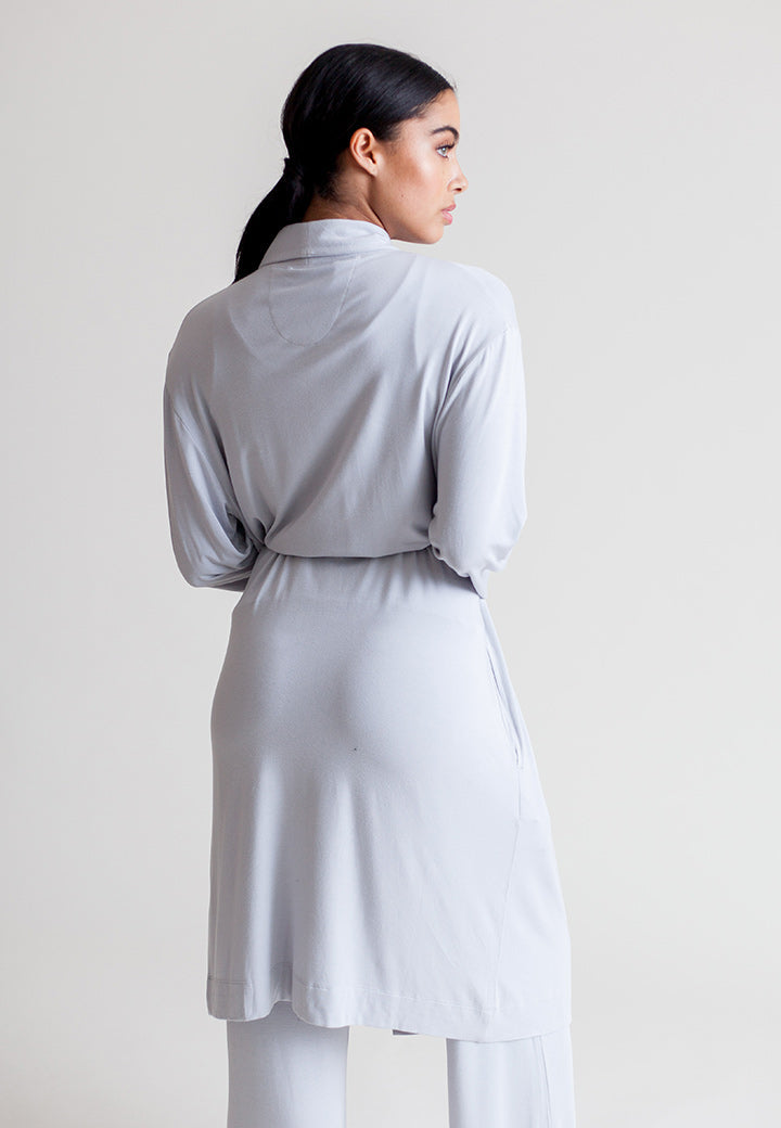 Buki Collagen Lounge Robe - Pearl Grey — side view