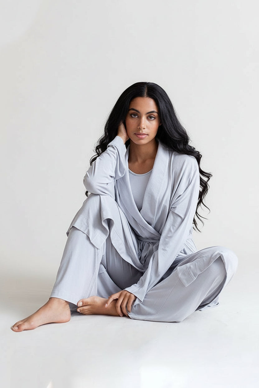 Buki Collagen Lounge Robe — in-use photo