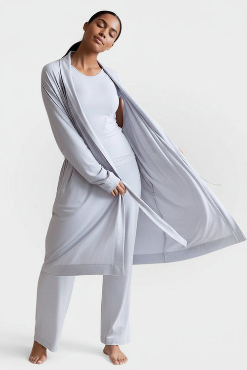 Buki Collagen Lounge Robe - Pearl Grey — detail close-up