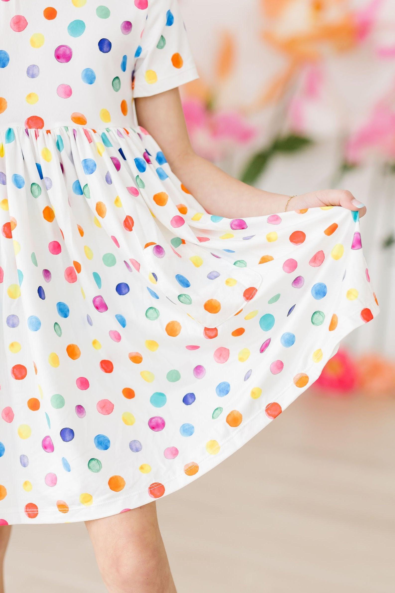 Mila & Rose ® Colorful Dots S/S Pocket Twirl Dress — side view