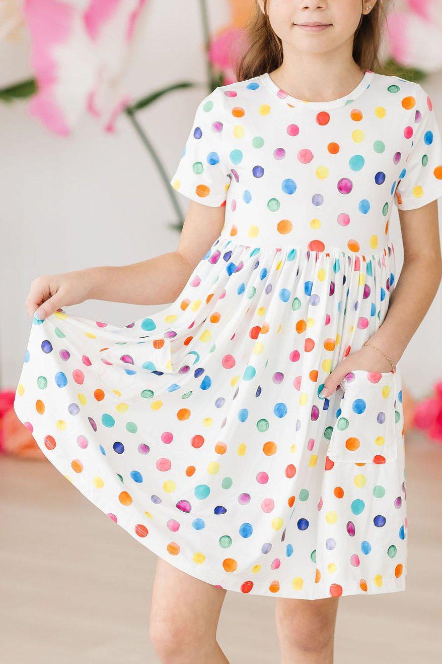 Mila & Rose ® Colorful Dots S/S Pocket Twirl Dress — main product shot