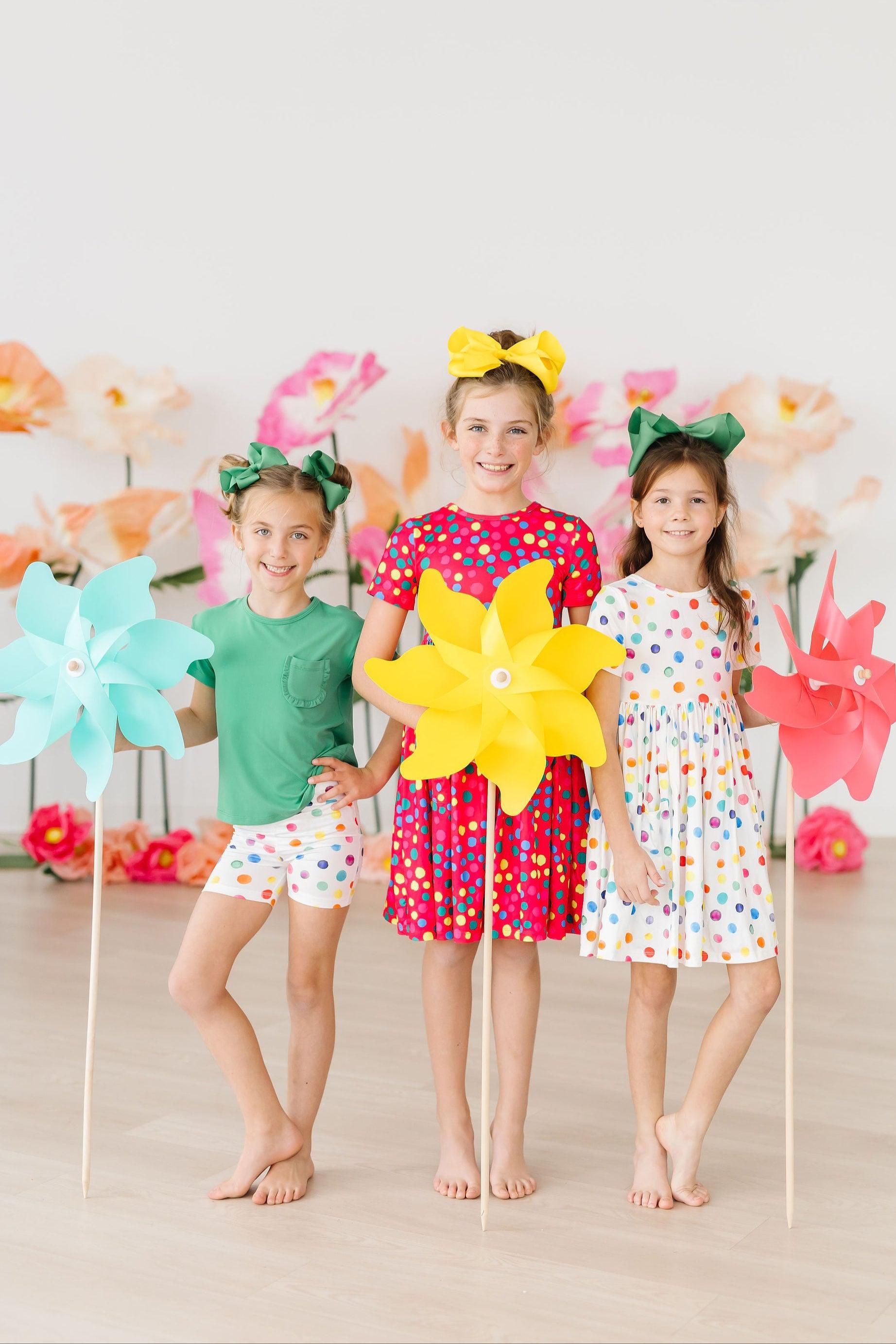 Mila & Rose ® Colorful Dots Twirl Shorts — detail close-up