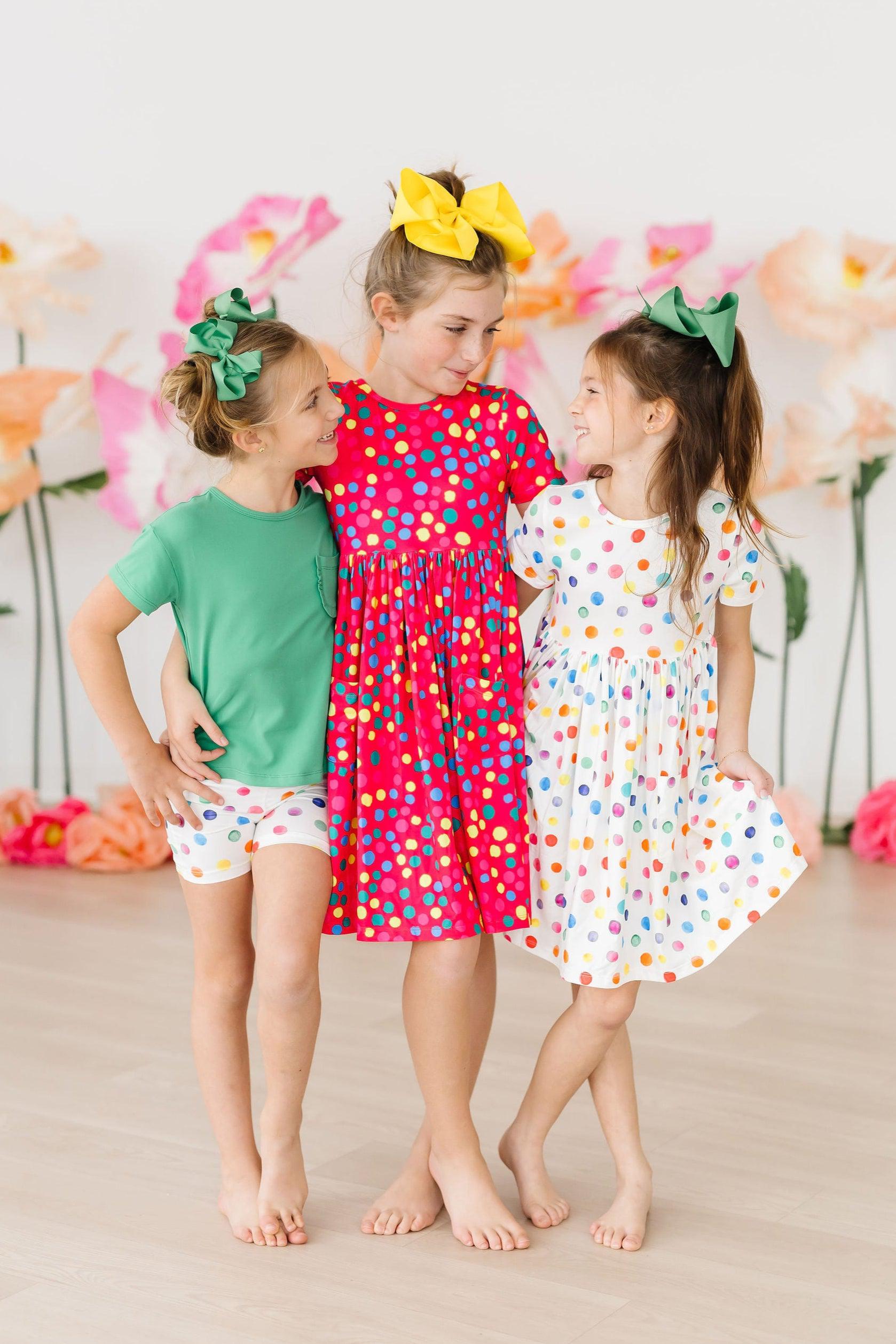 Mila & Rose ® Colorful Dots Twirl Shorts — side view