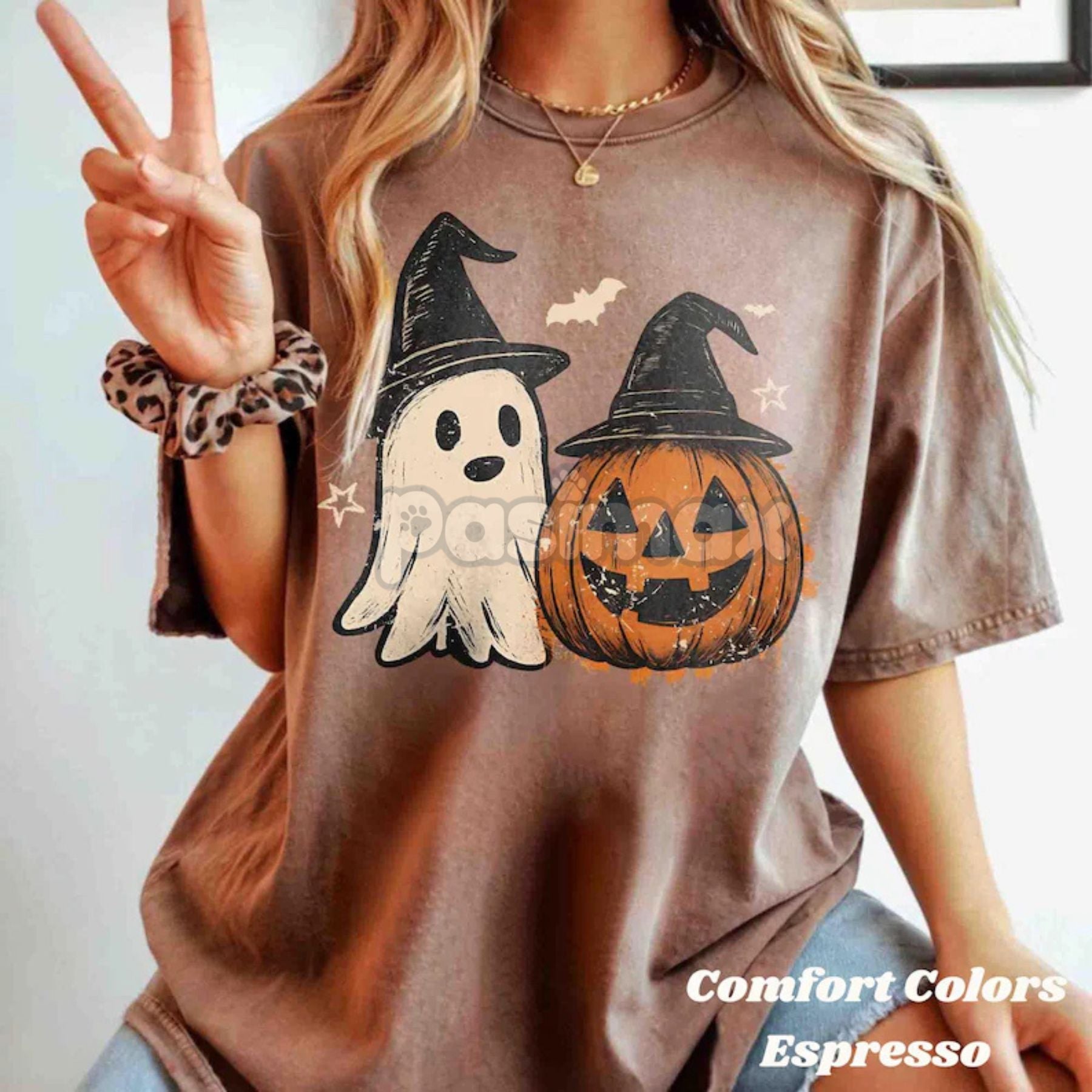 Pasimax Comfort Colors® Cozy Floral Patchwork Ghost Shirt — main product shot