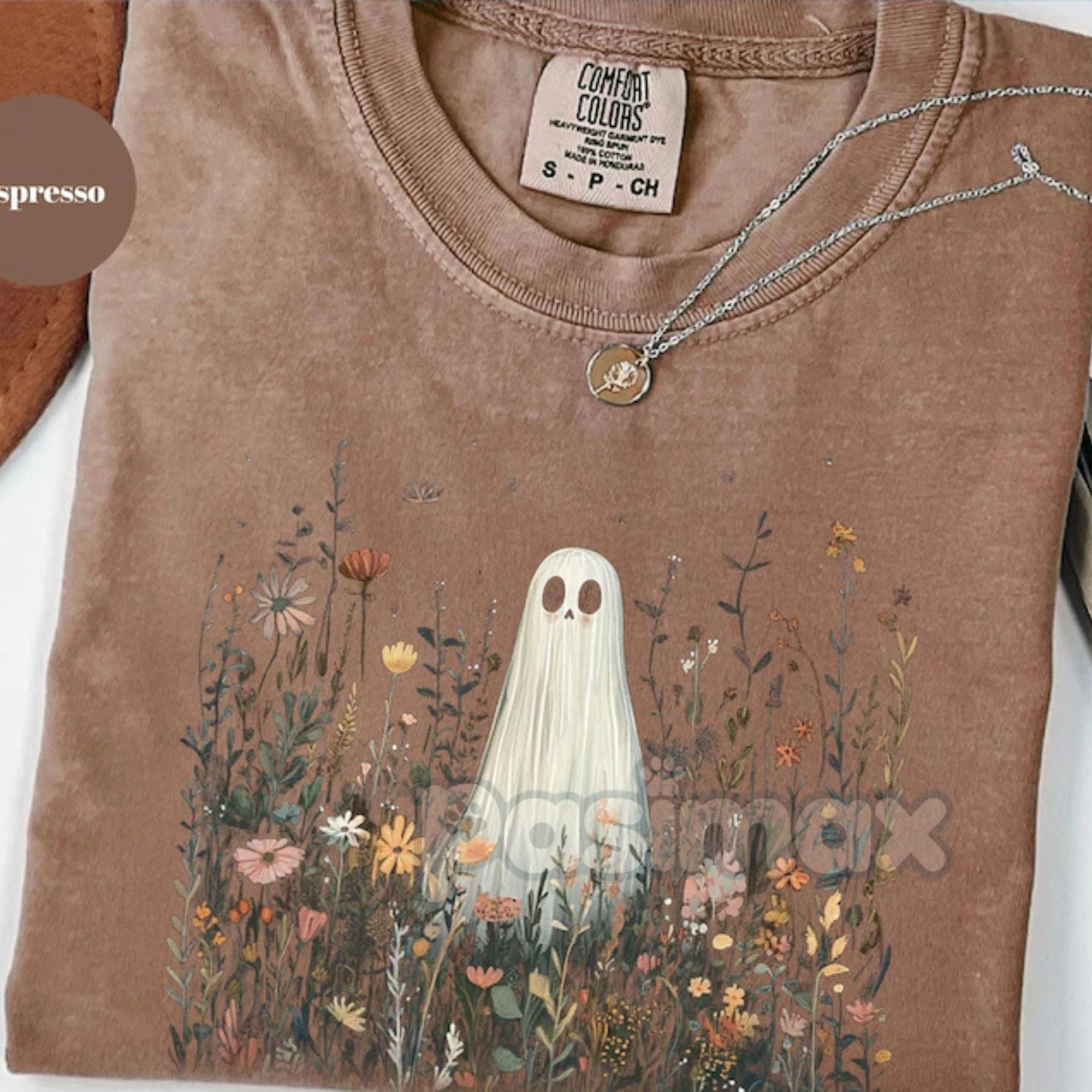 Pasimax Comfort Colors® Enchanted Ghost in Wildflowers T-Shirt — main product shot