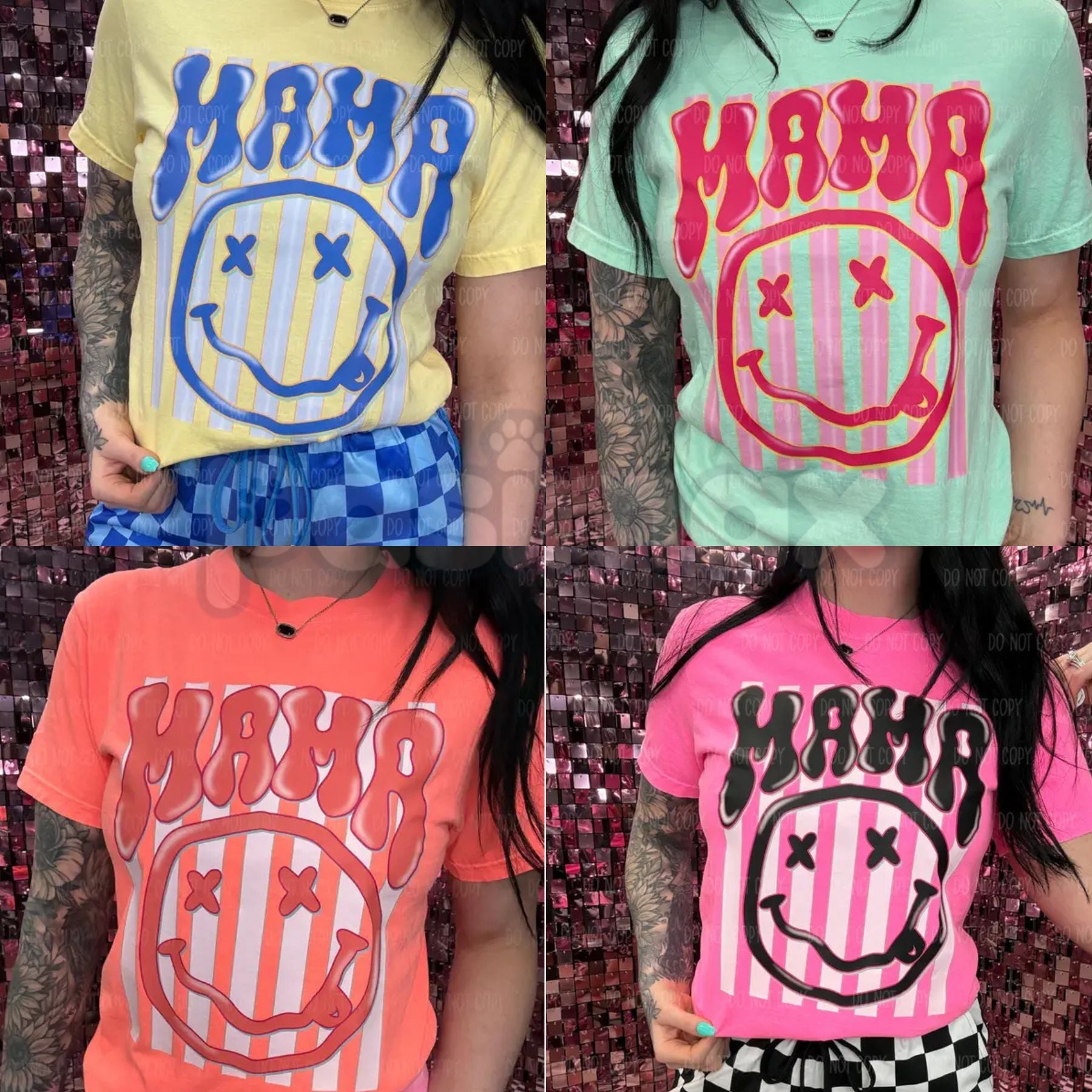 Comfort Colors® Neon Mama Stripes T-Shirt – Retro Colorful Mom Graphic Tee, Aesthetic Mother’s Day Shirt, Trendy Vintage Neon Mama Top