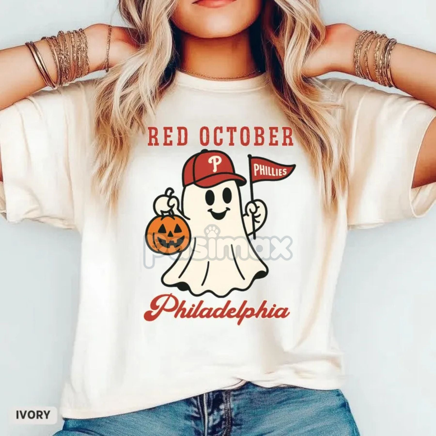 Pasimax Comfort Colors® 'Red October' Halloween Ghost T-Shirt — main product shot