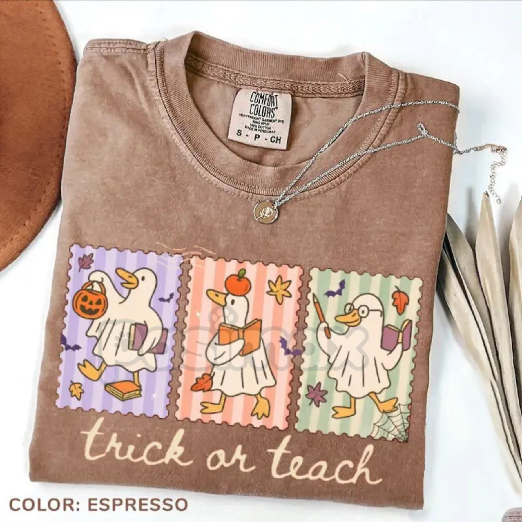 Pasimax Comfort Colors® Vintage Teacher Goose Halloween Shirt — main product shot