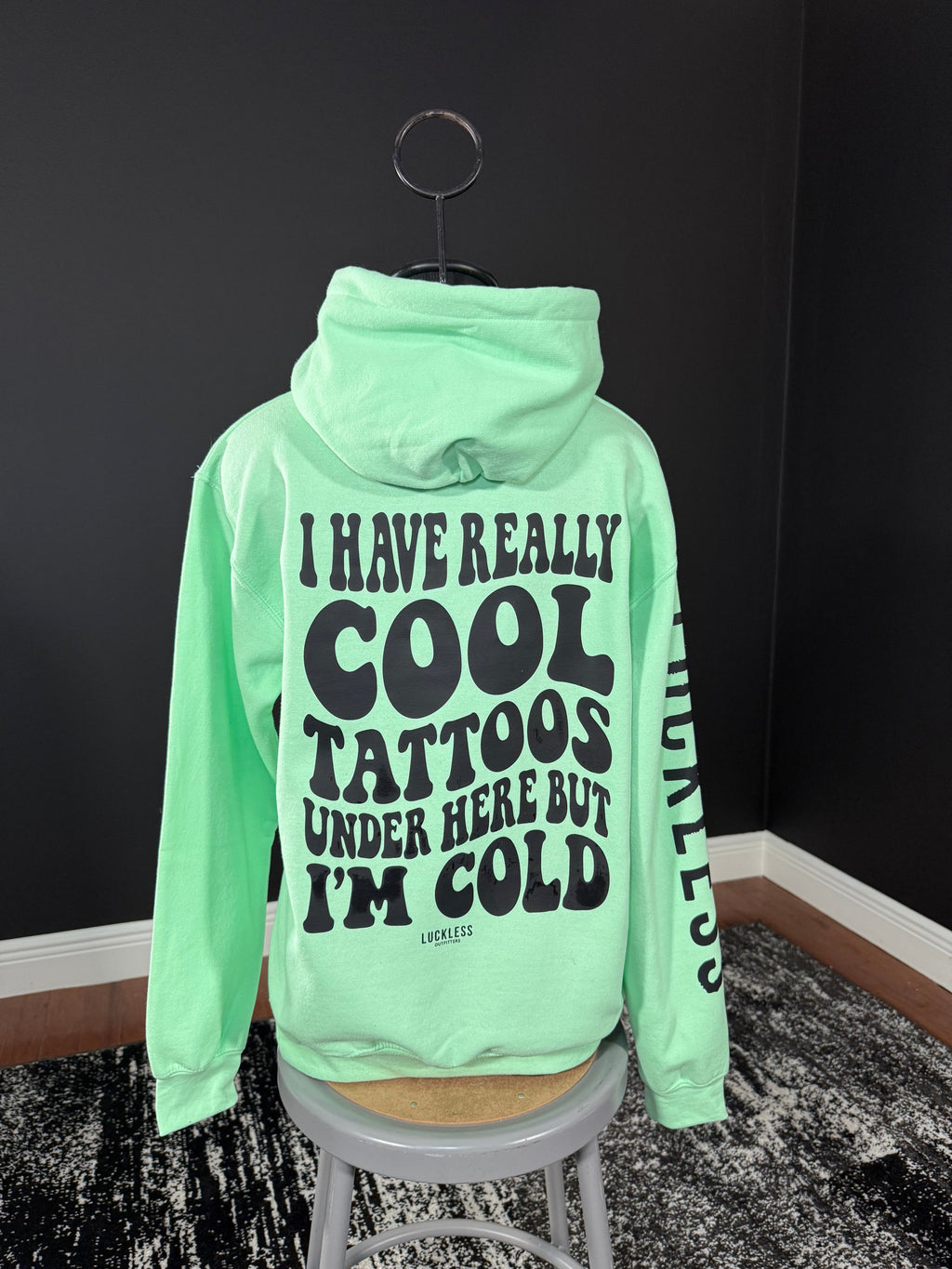 Luckless Outfitters Cool Tattoos Hoodie | Black - Mint - Pink — packaging