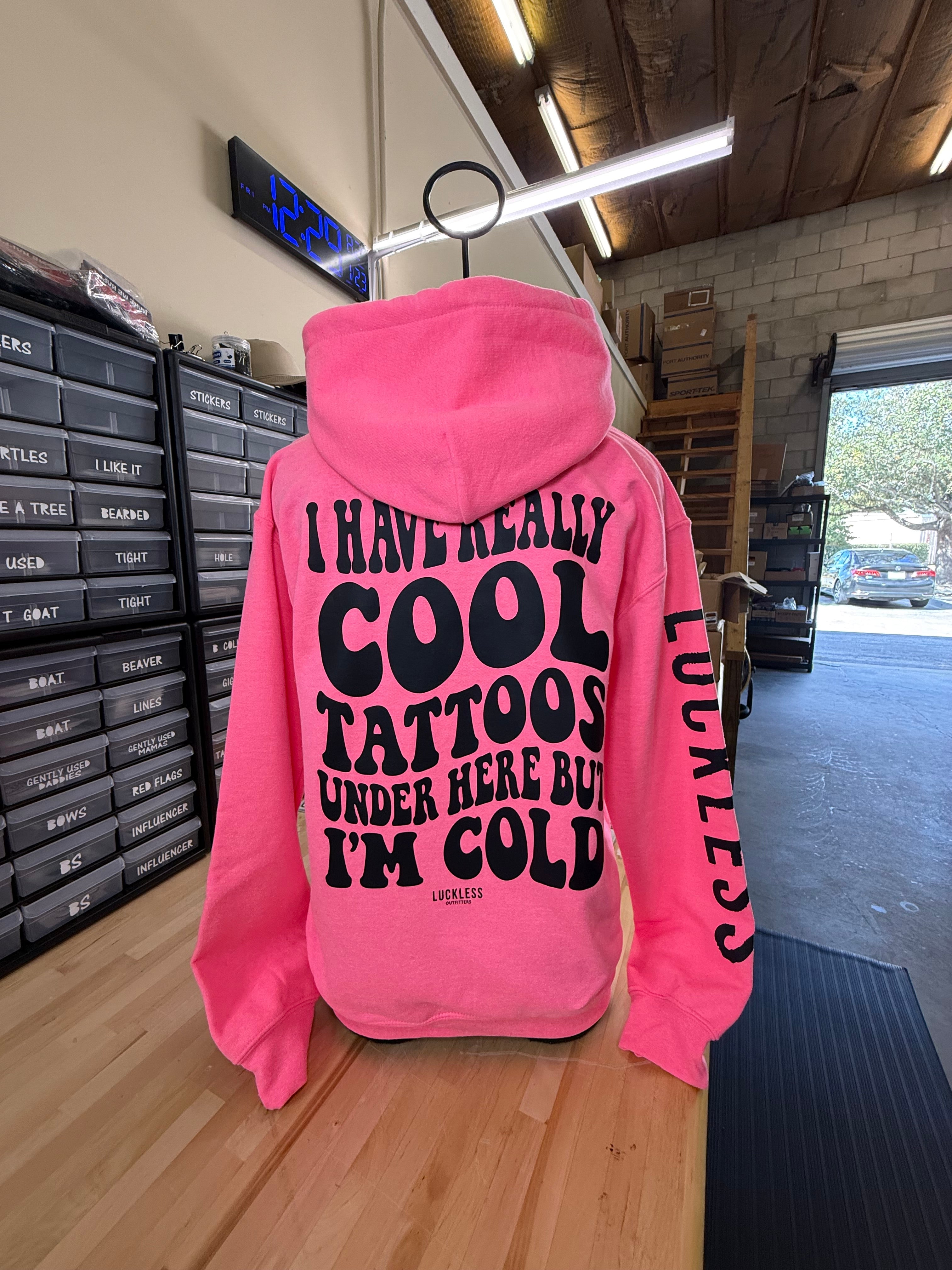 Luckless Outfitters Cool Tattoos Hoodie | Black - Mint - Pink — main product shot