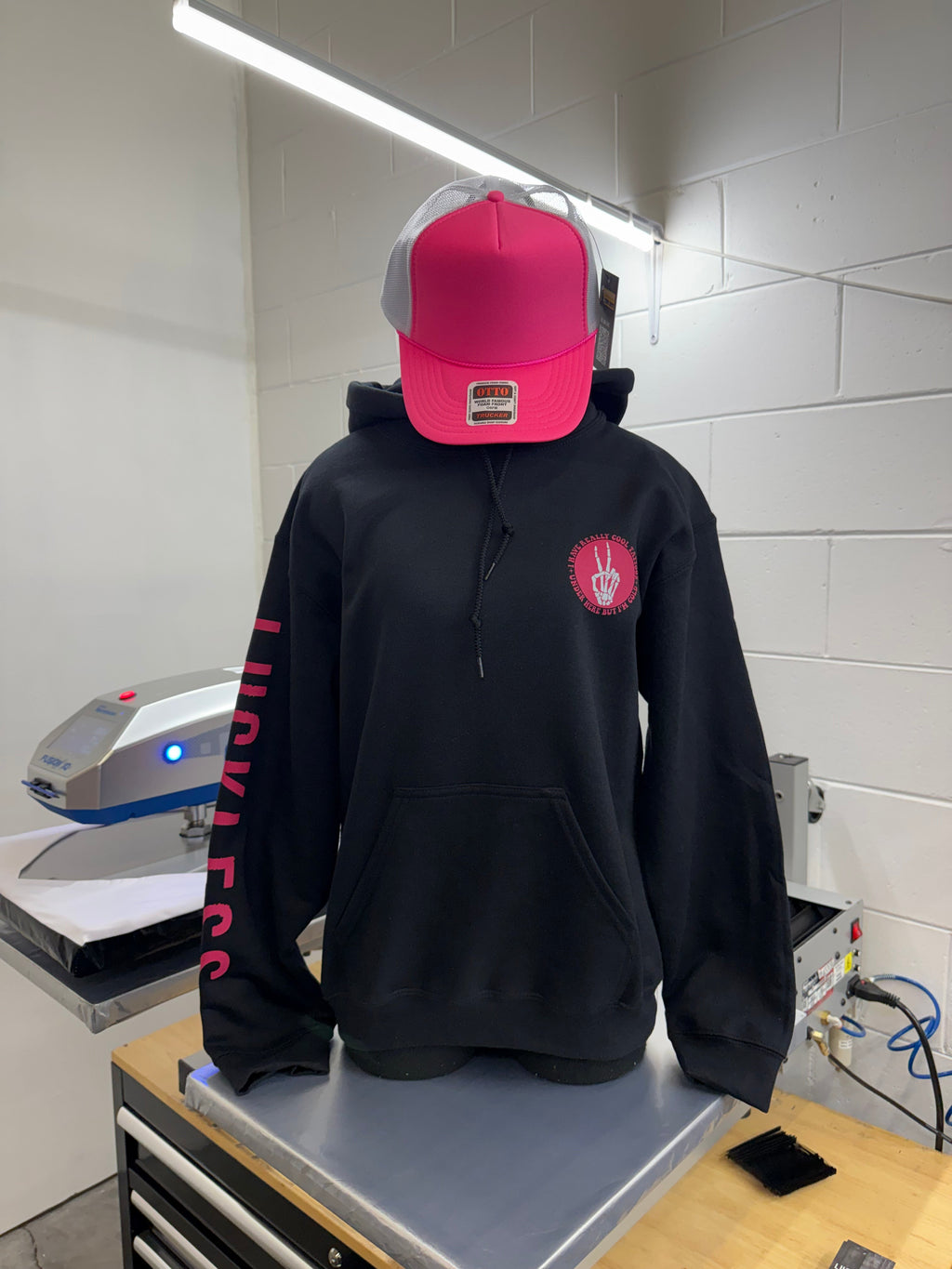 Luckless Outfitters Cool Tattoos Hoodie | Black - Mint - Pink — alternative angle