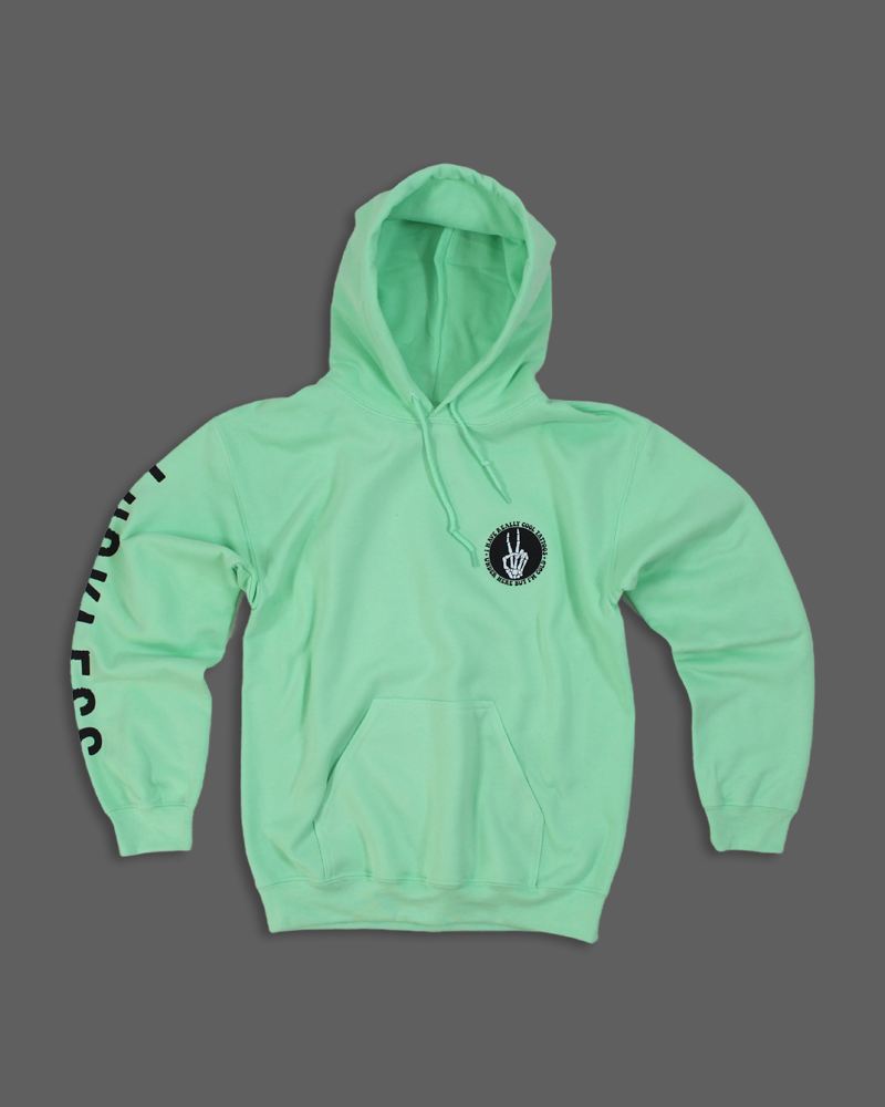 Luckless Outfitters Cool Tattoos Hoodie | Black - Mint - Pink — color detail