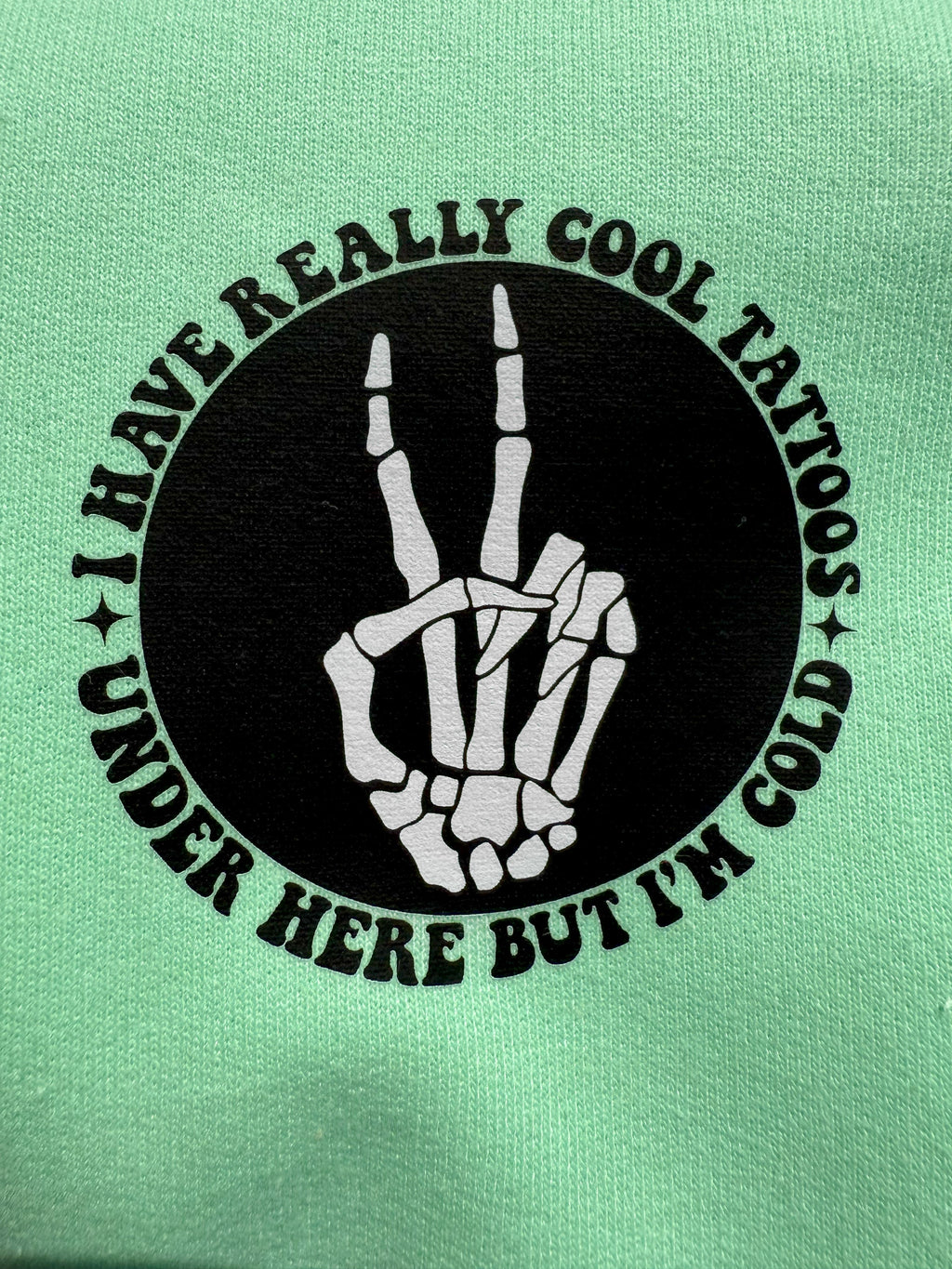 Luckless Outfitters Cool Tattoos Hoodie | Black - Mint - Pink — size reference