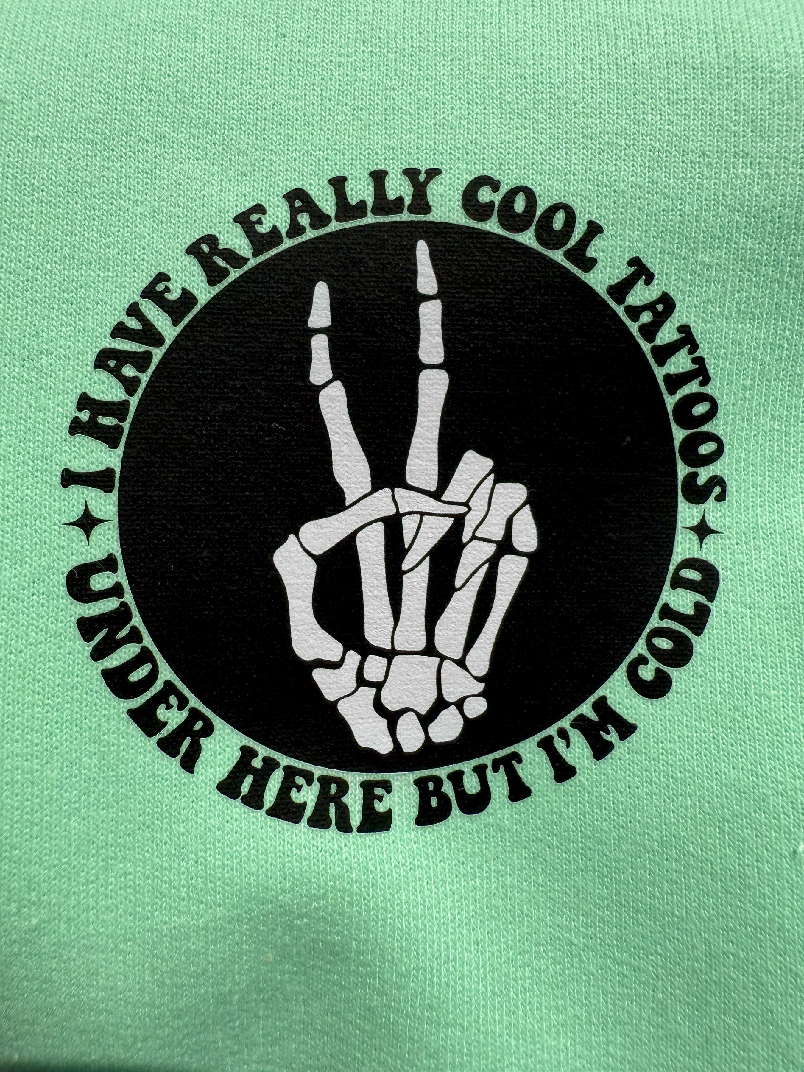 Luckless Outfitters Cool Tattoos Hoodie | Black - Mint - Pink — size reference