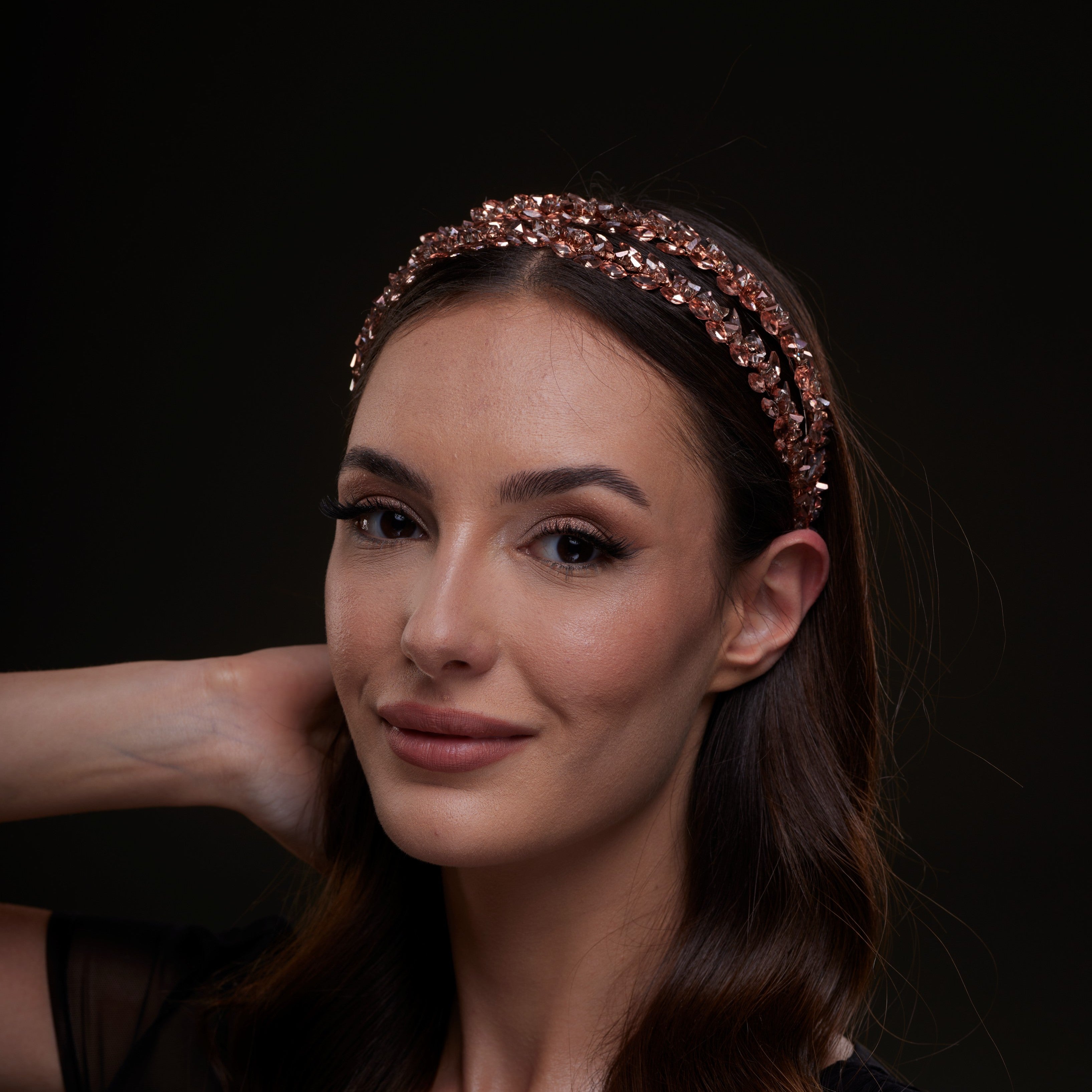 Rose Gold Crystal Beaded Hairband – Bridal Port