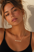 “She Believed She Could” Horizontal Metal Bar Pendant Gold Dipped Necklace