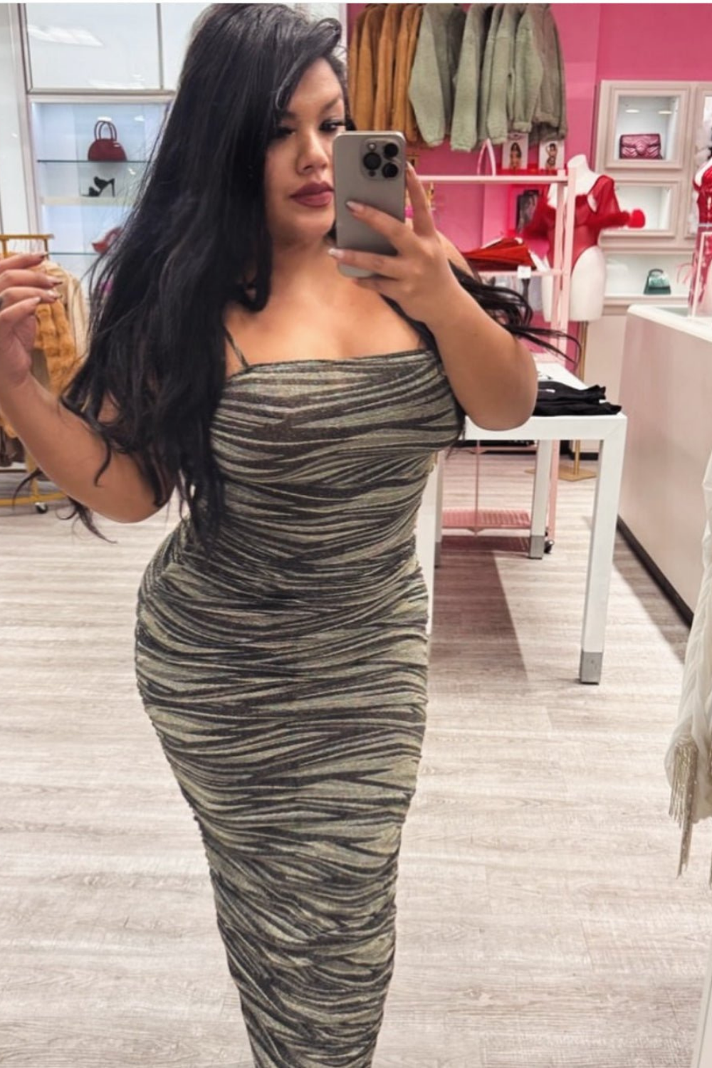 Metallic Ruched Maxi Dress – Sparkly Bodycon Evening Dress with Adjustable Straps
