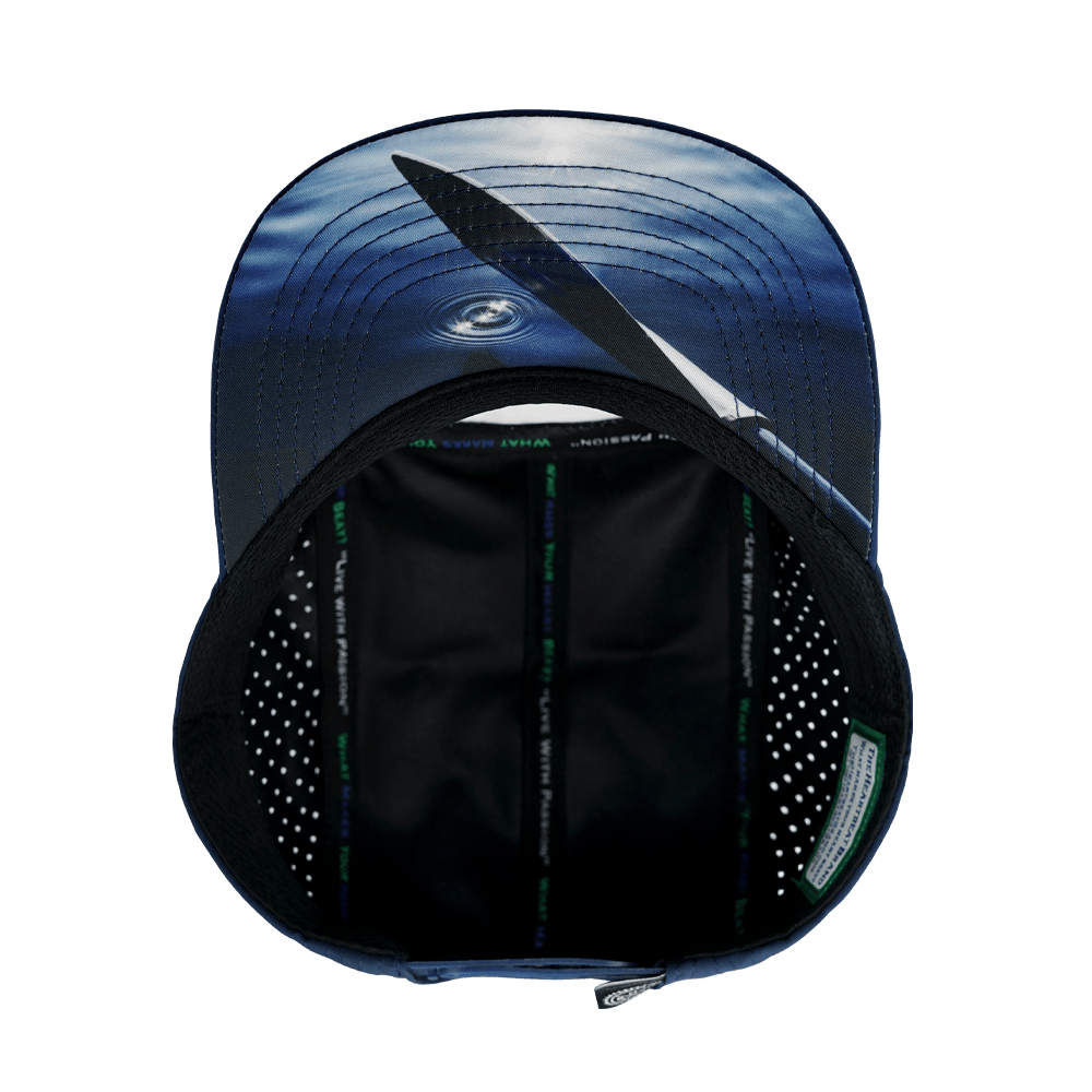 The Heartbeat Brand Paddle Board Hat - 5 Panel - Navy / White - Laser Mesh — alternative angle