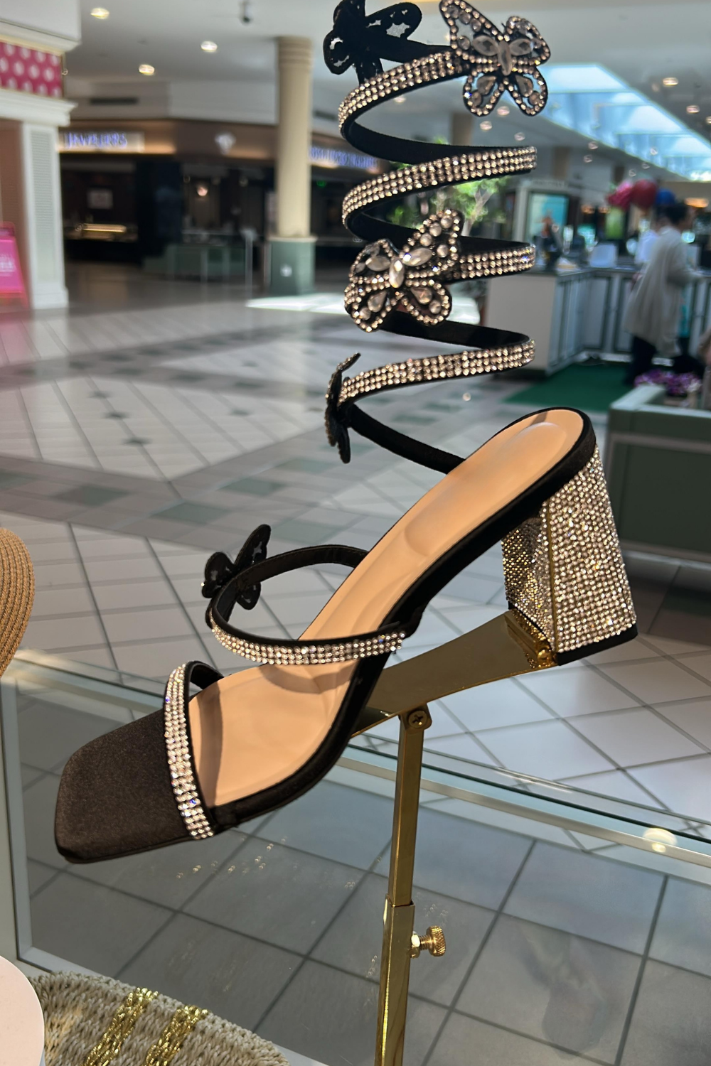 Celeste Black Rhinestone Butterfly Coil Heels – Statement Party & Going Out Heels for Women