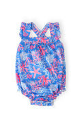 Mila & Rose ® Coral Cove Ruffle Cross Back Romper — main product shot