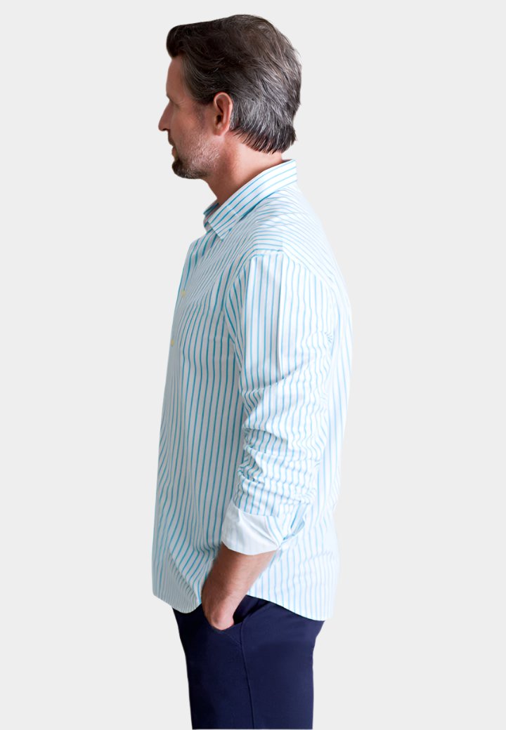 Buki Corsica Stripe Long Sleeve Tech Shirt — side view