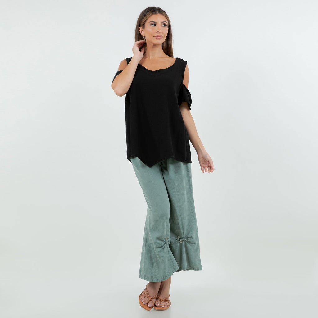 Mylie Cold Shoulder Top 100% Cotton Gauze