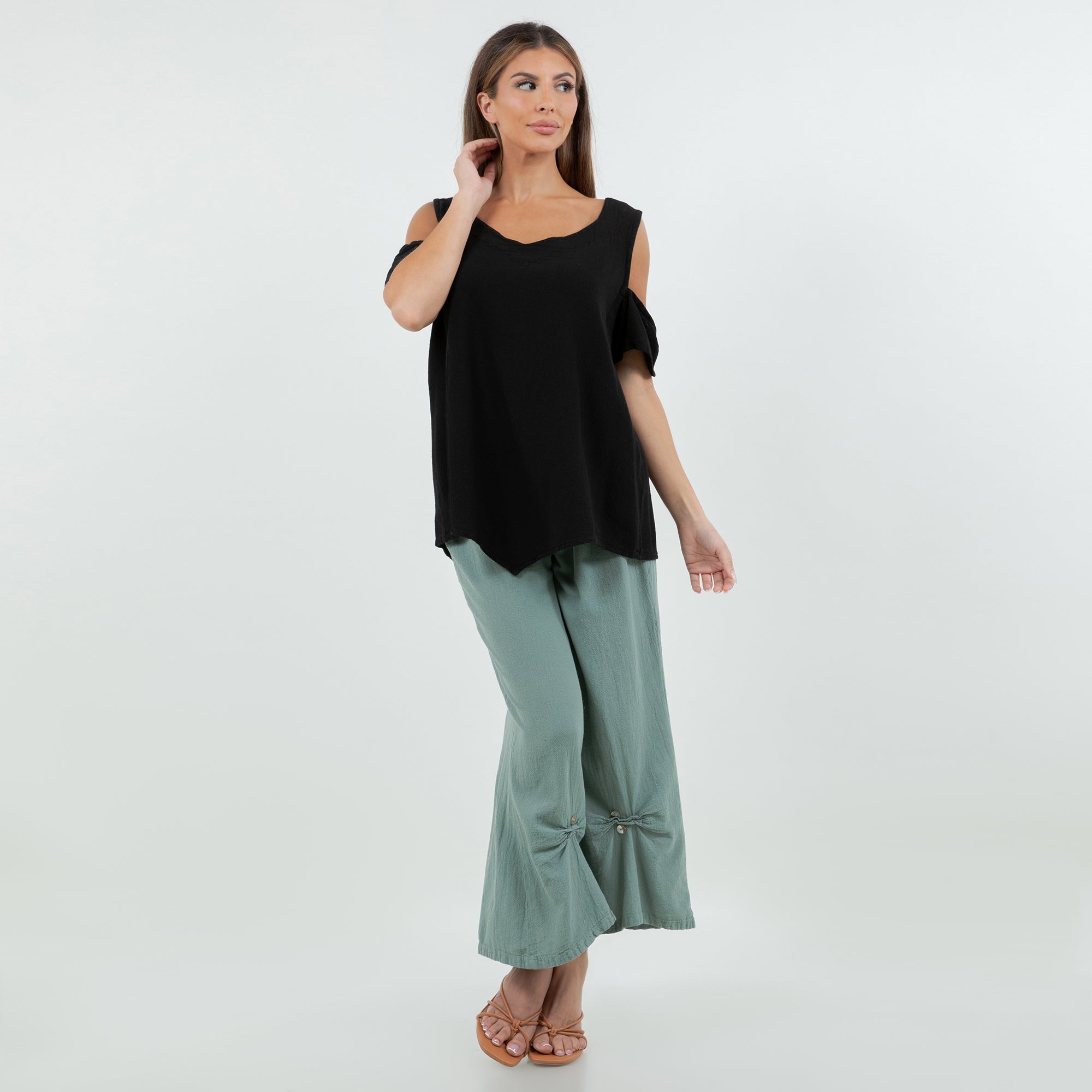Mylie Cold Shoulder Top 100% Cotton Gauze