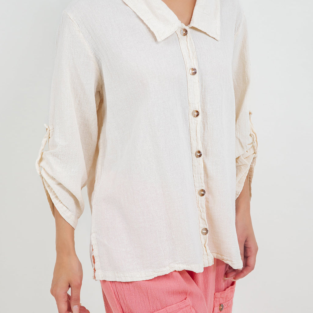 Sloanne Button-Up  100% Cotton Gauze