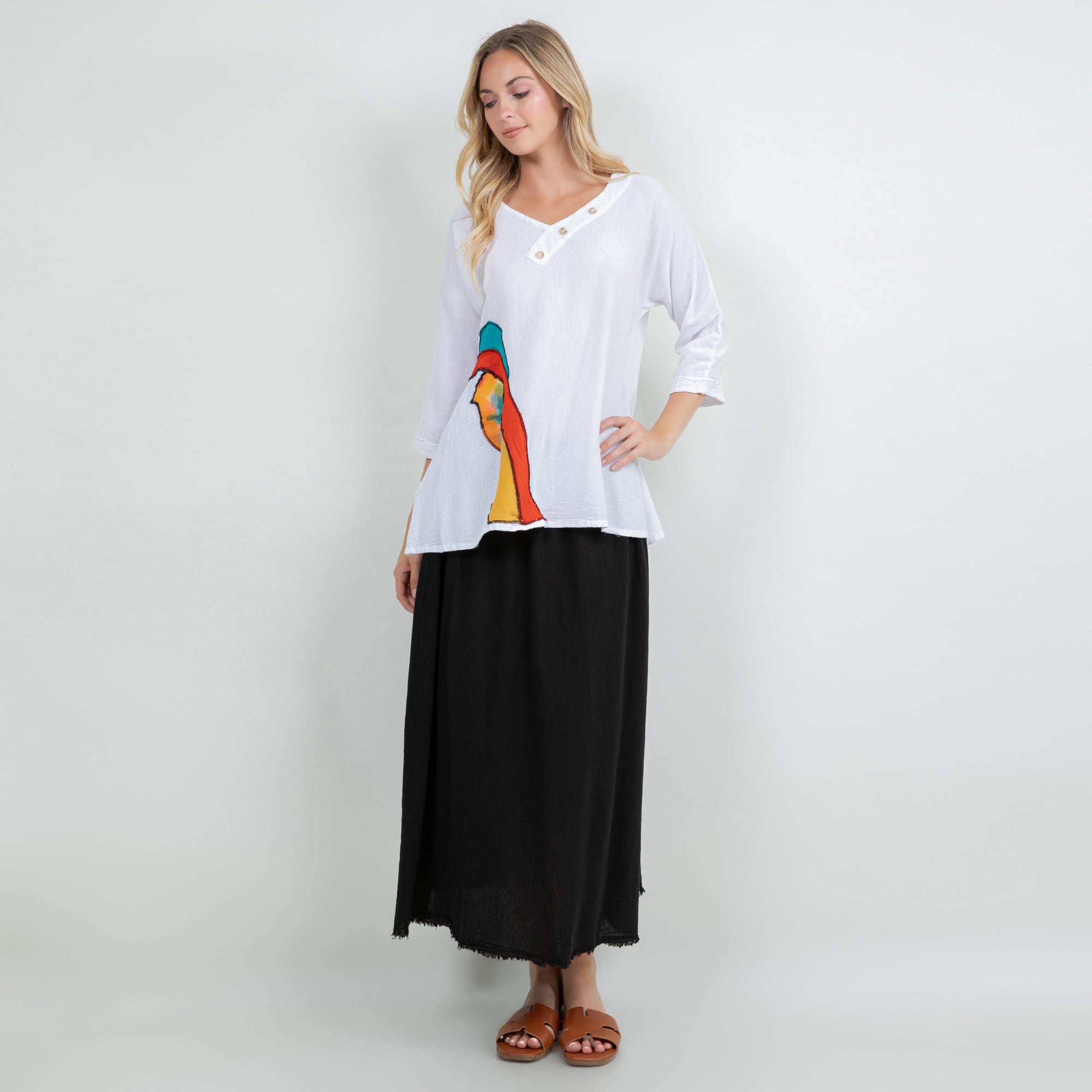 Lucia Applique Top  100% Cotton Gauze