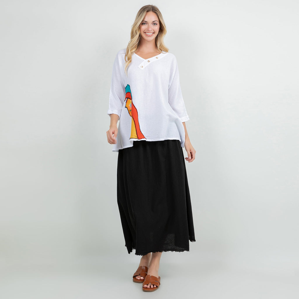 Lucia Applique Top  100% Cotton Gauze