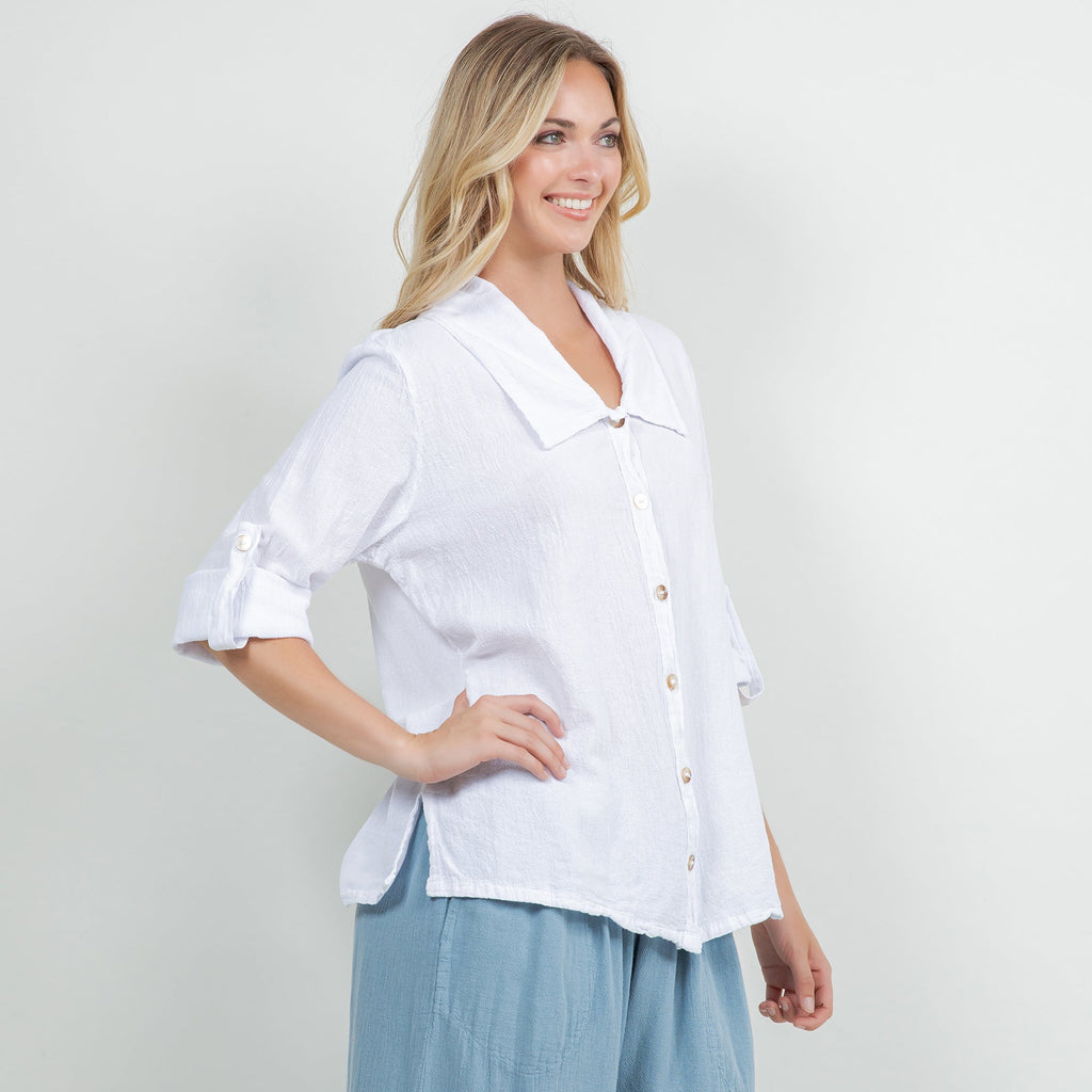 Sloanne Button-Up  100% Cotton Gauze