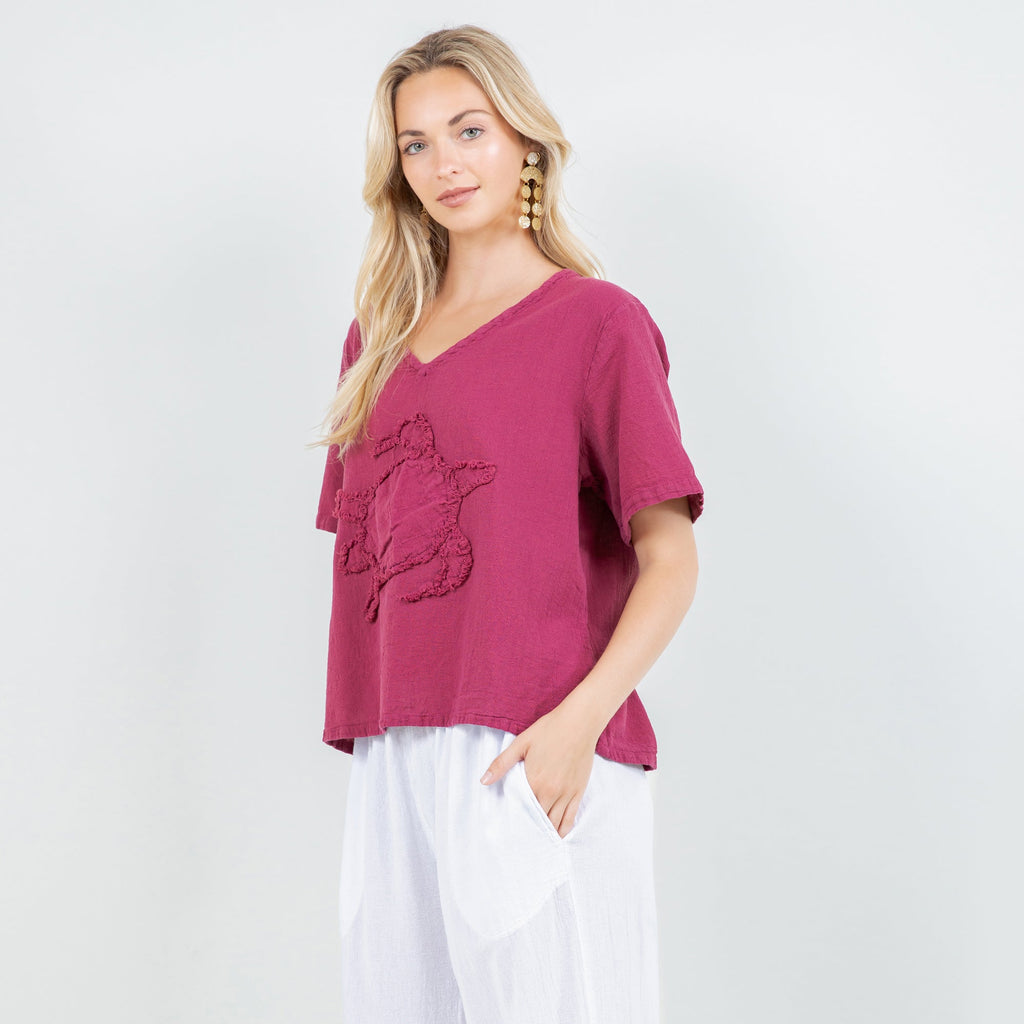 Women's 100% Cotton Gauze Turtle Top