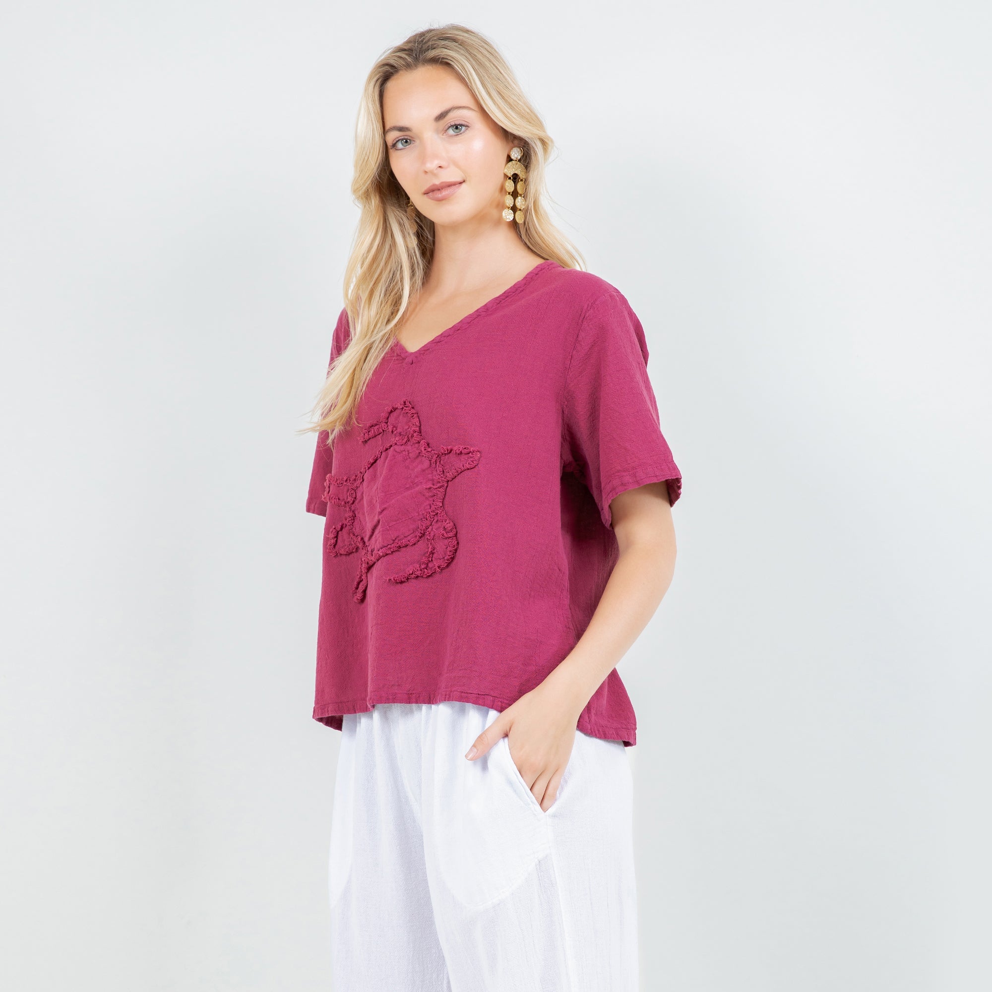Women's 100% Cotton Gauze Turtle Top