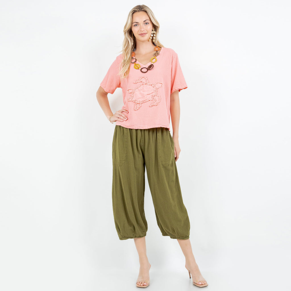 Women's 100% Cotton Gauze Turtle Top