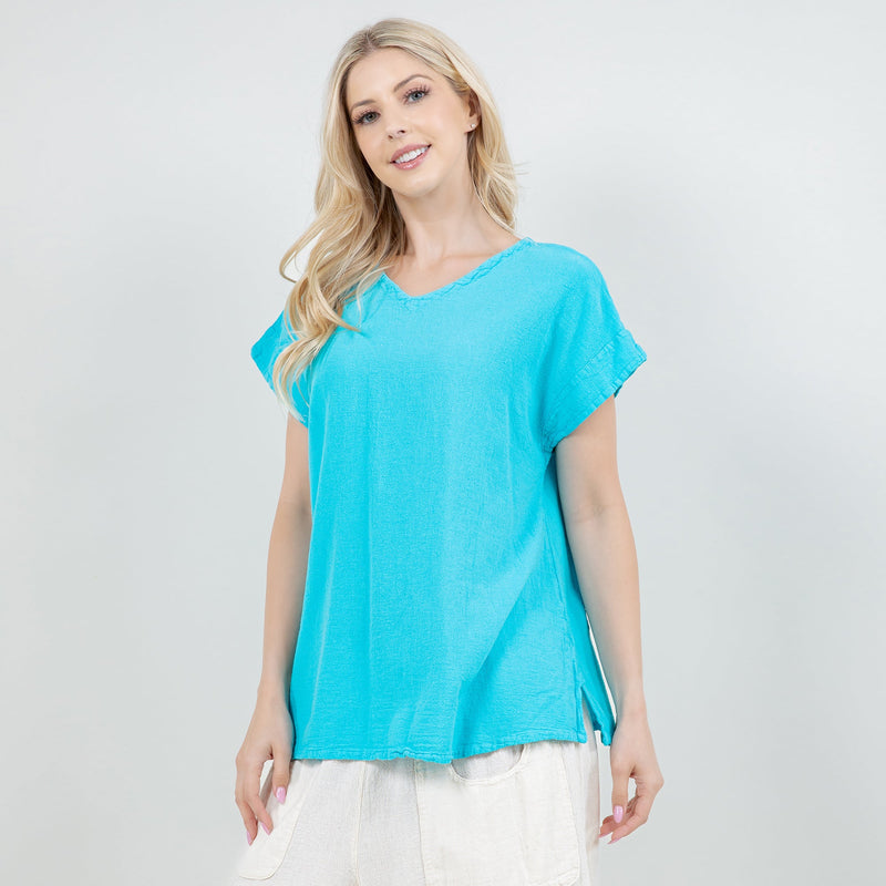 Carla 100% Cotton Gauze Top in OSFM Sale by Cottonways