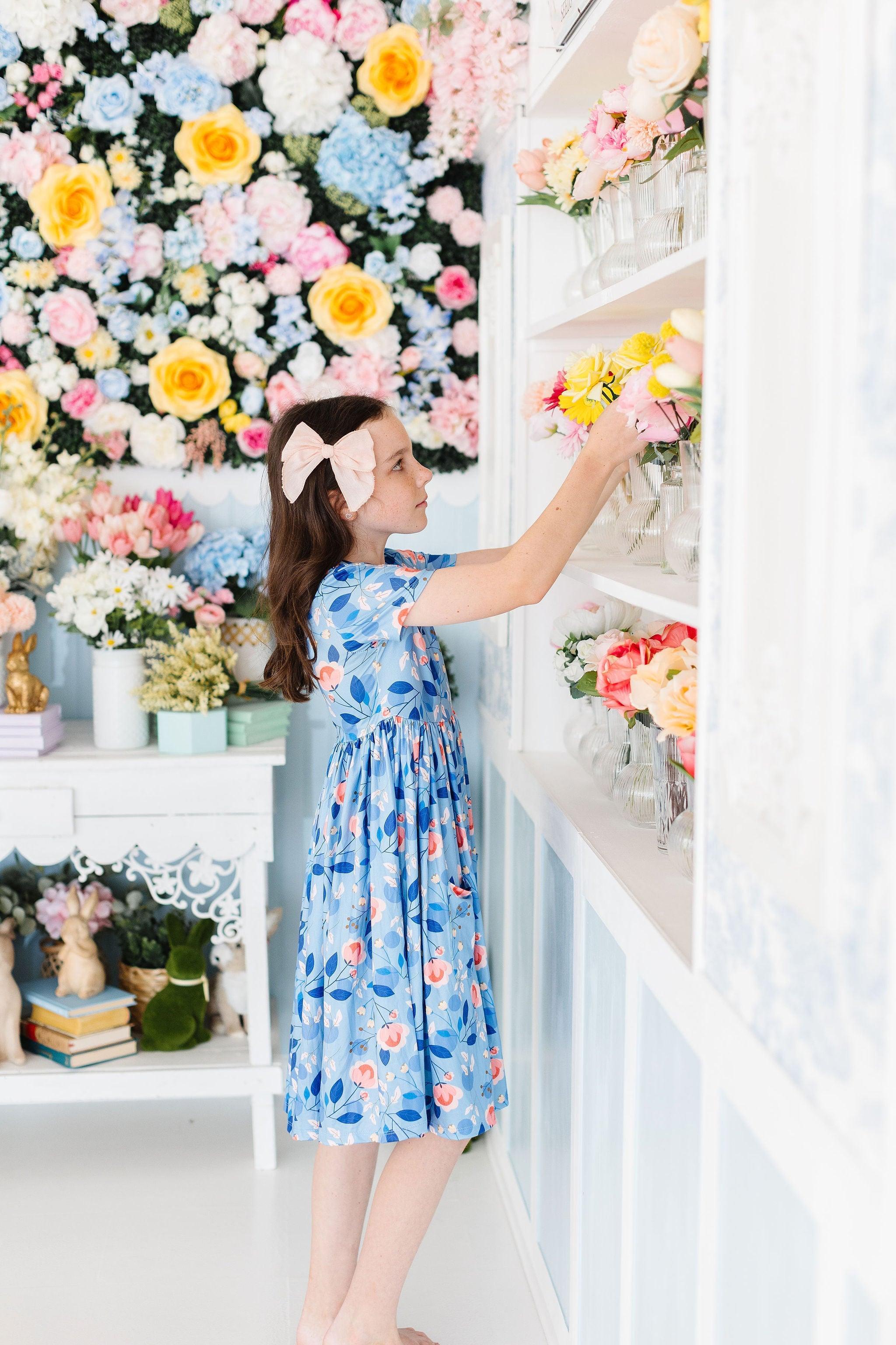 Mila & Rose ® Country Blooms S/S Pocket Twirl Dress — detail close-up