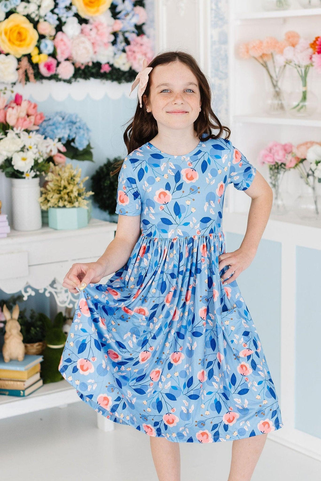Mila & Rose ® Country Blooms S/S Pocket Twirl Dress — back view