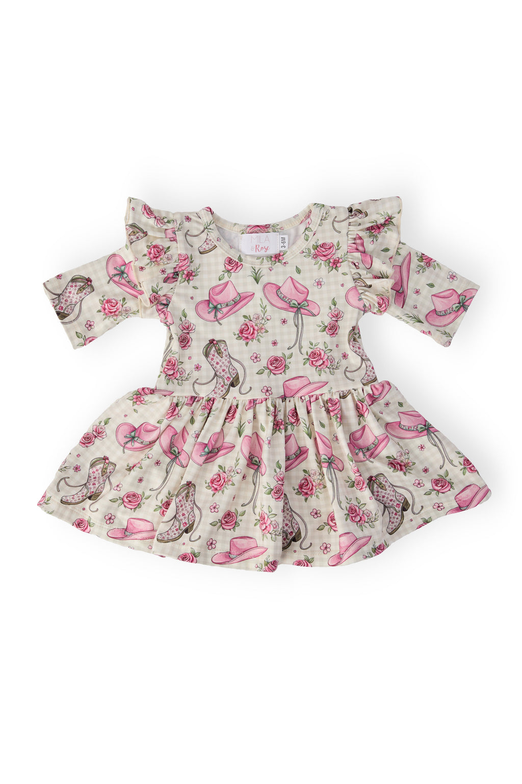 Mila & Rose ® Cowgirl Cutie 3/4 Sleeve Flutter Twirl Bodysuit — main product shot