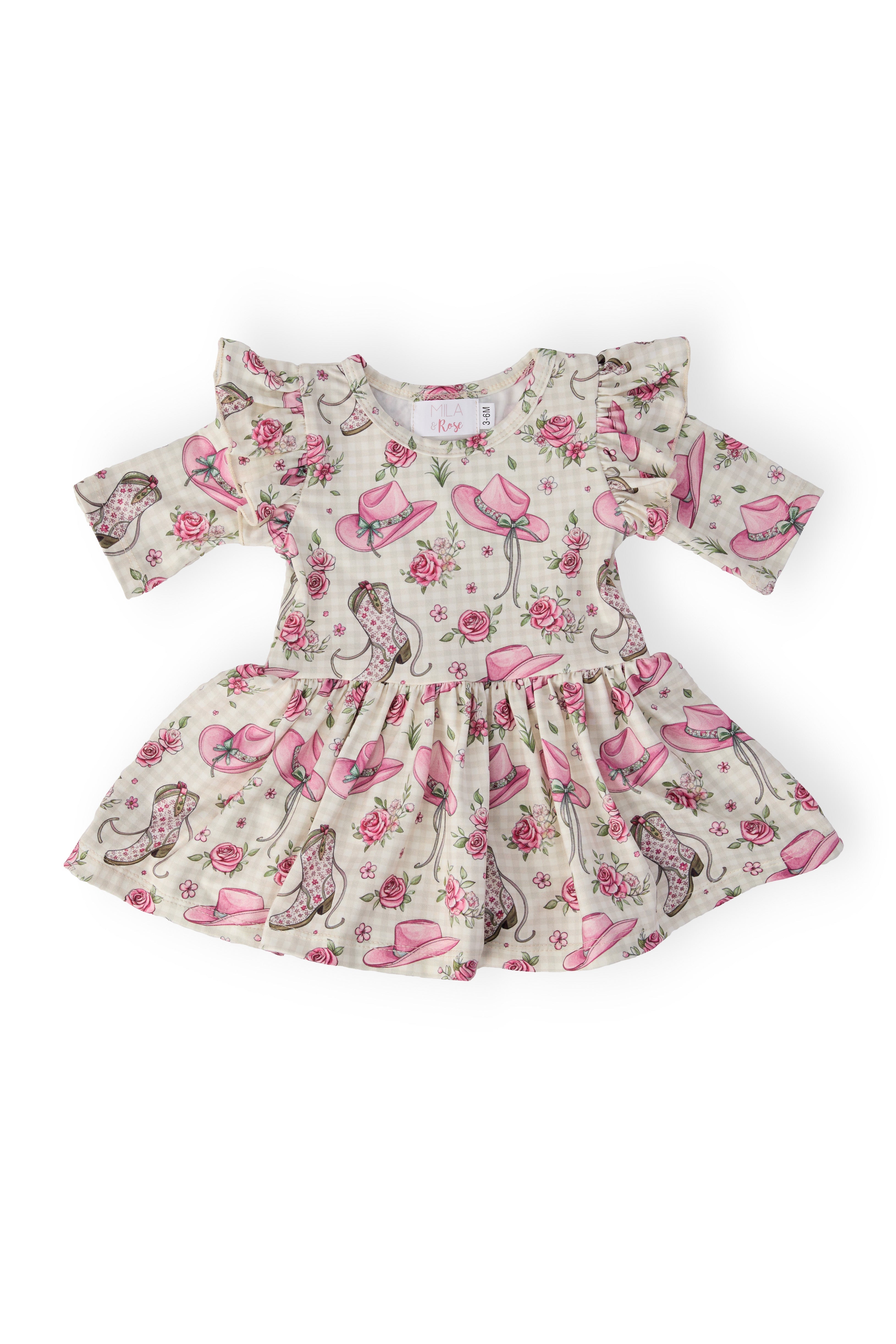 Mila & Rose ® Cowgirl Cutie 3/4 Sleeve Flutter Twirl Bodysuit — main product shot