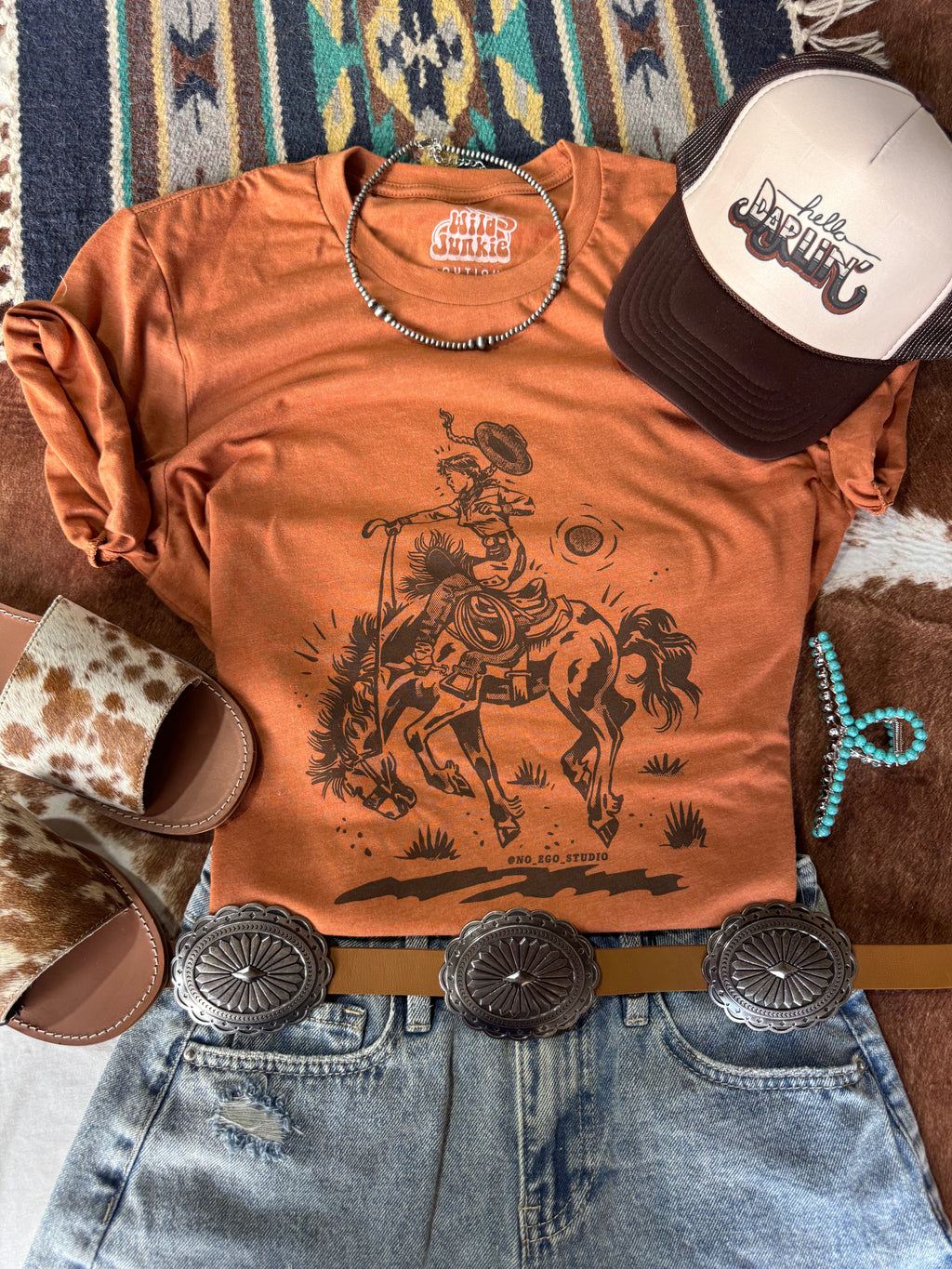 Wild Junkie Cowgirl Rider Graphic Tee — main product shot