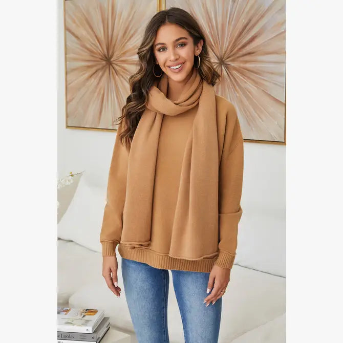 KADOU BOUTIQUE Italian Viscose Cozy Scarf - Camel — lifestyle context