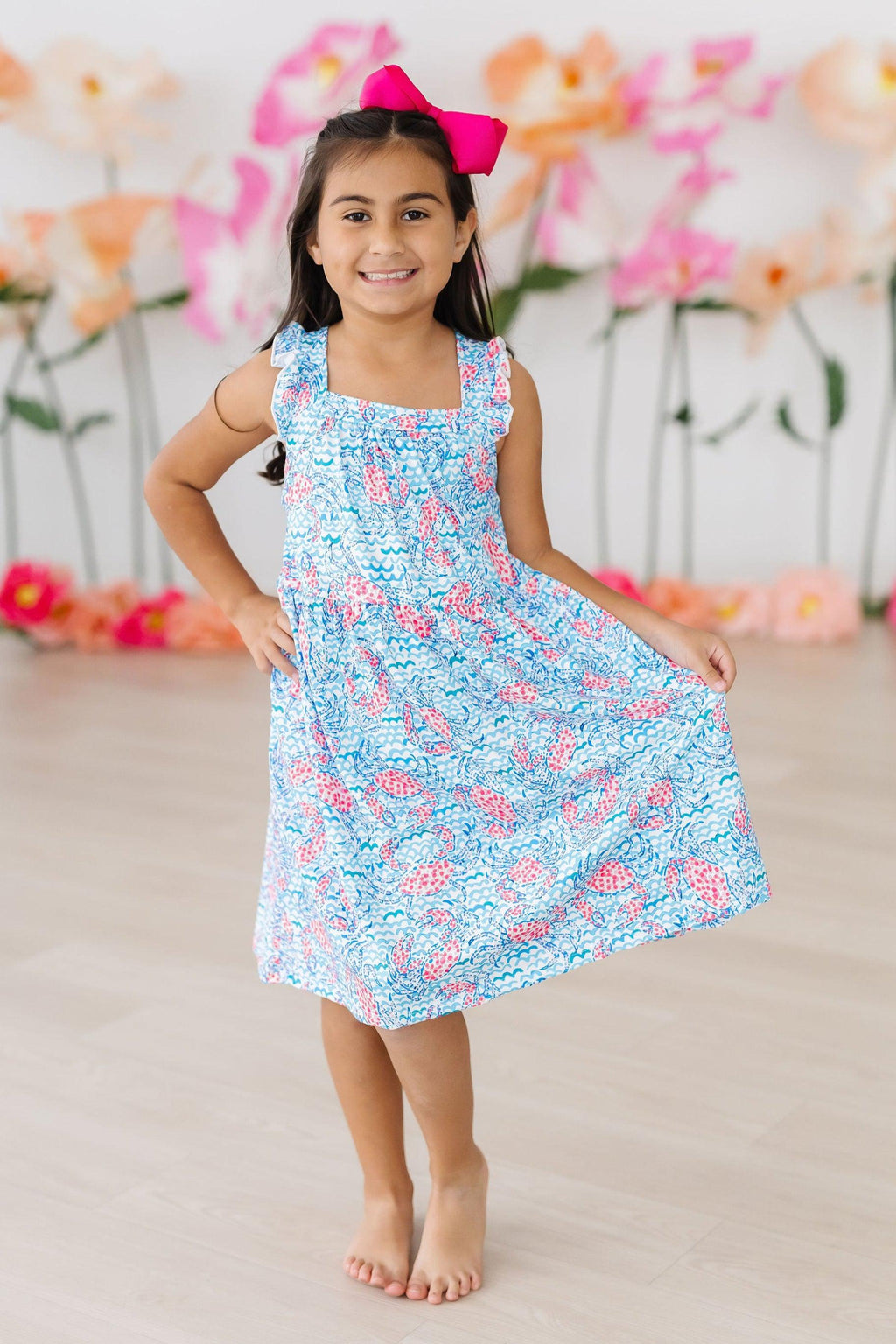 Mila & Rose ® Crab Walk Ruffle Cross Back Dress — main product shot