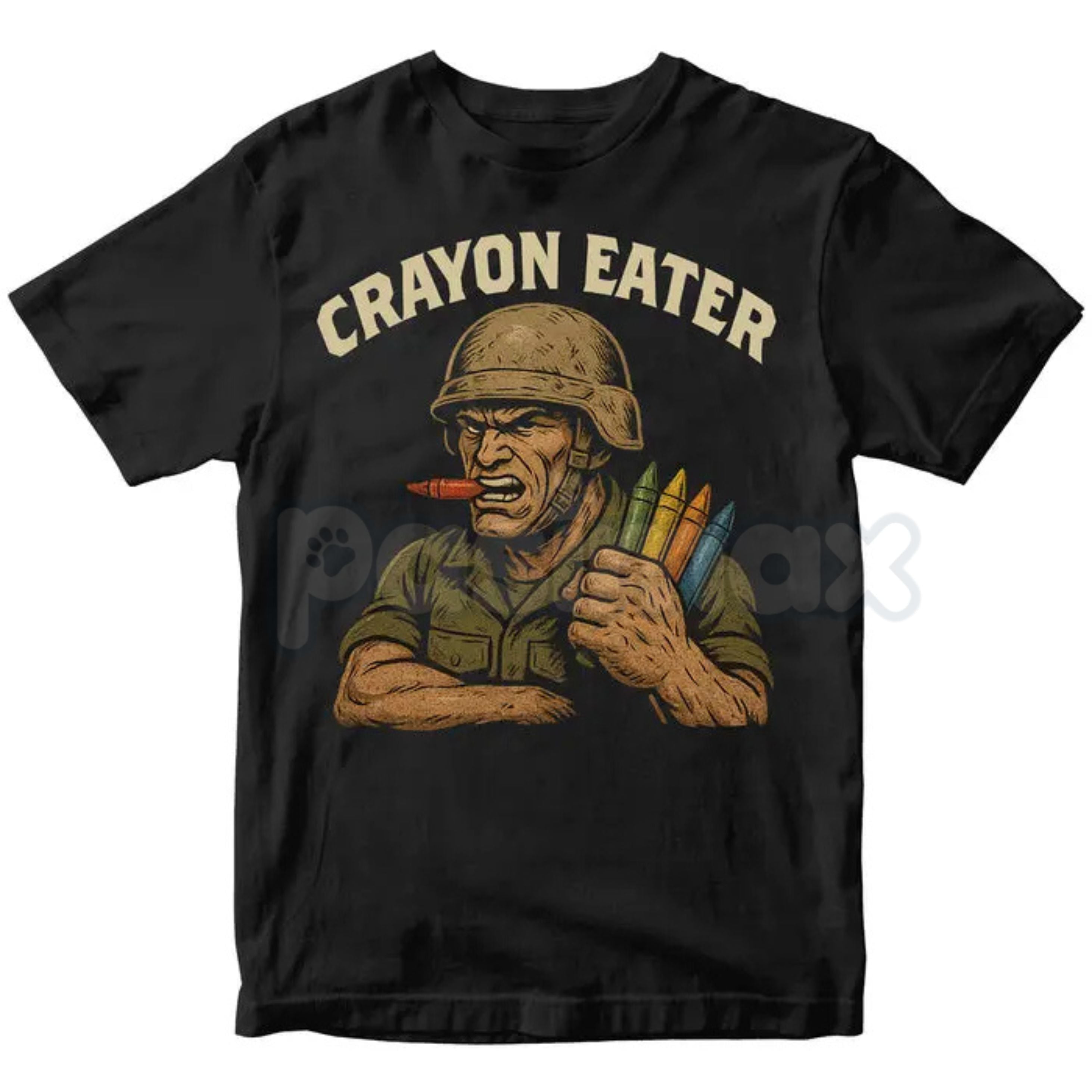 Pasimax "Crayon Eater" Funny Military T-Shirt - USMC Dark Humor Sarcastic Marine Tee, Premium 100% Cotton Veteran Humor Shirt